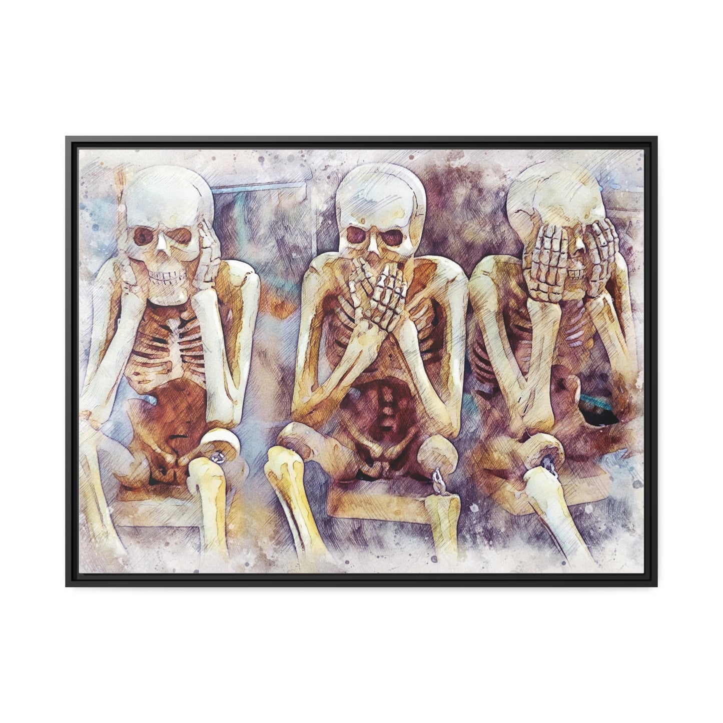 Skeletons Matte Canvas, Black Frame