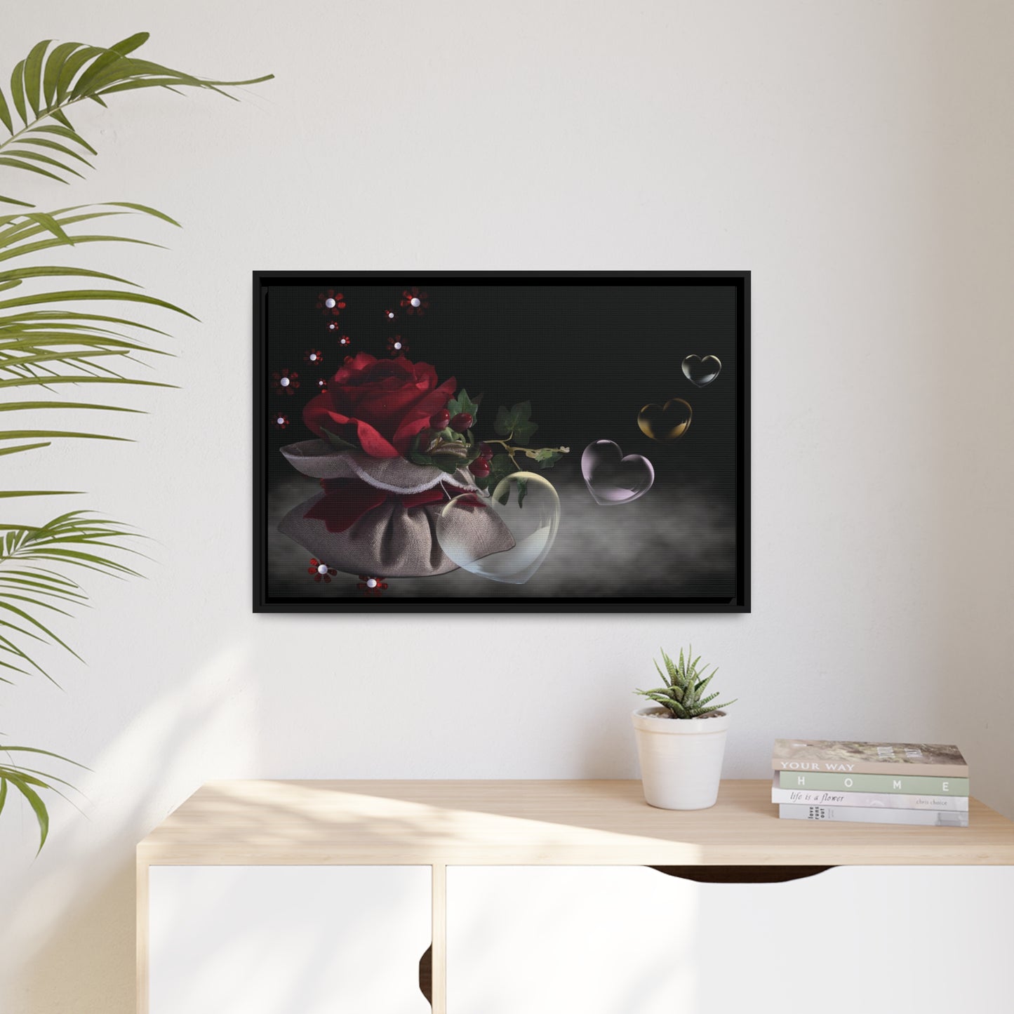 Rose Matte Canvas, Black Frame