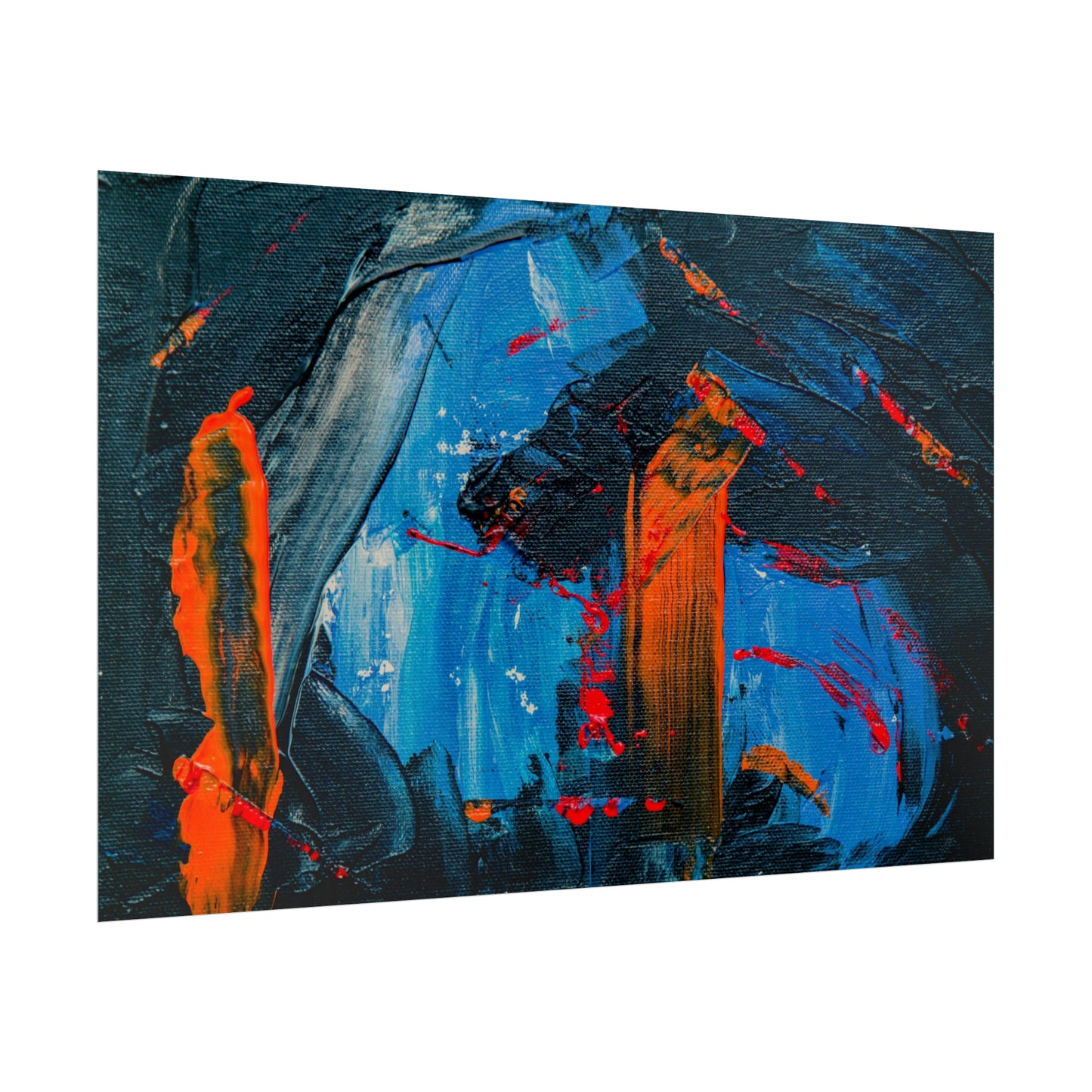 Red and blue splash Rolled Posters