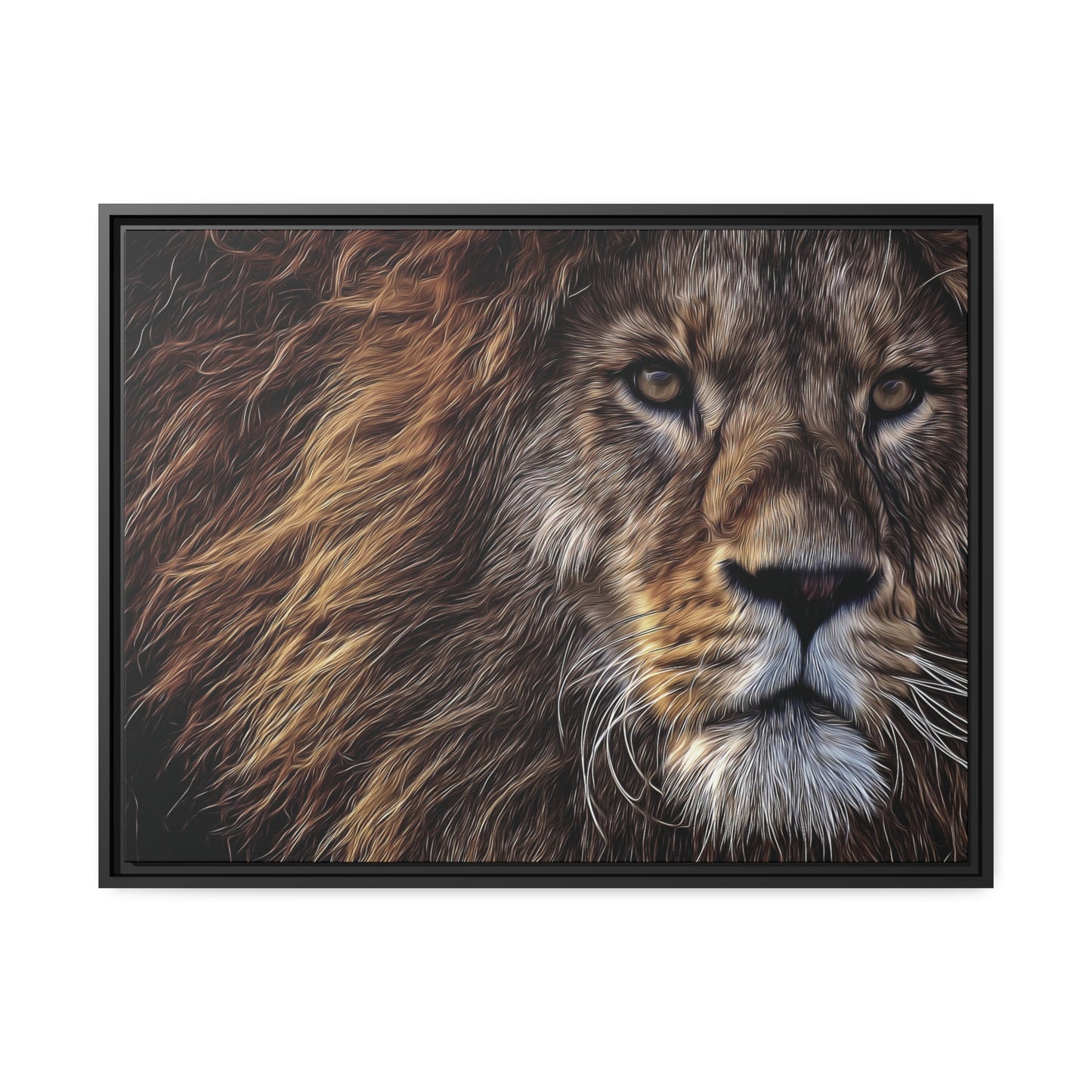 Lion Matte Canvas, Black Frame
