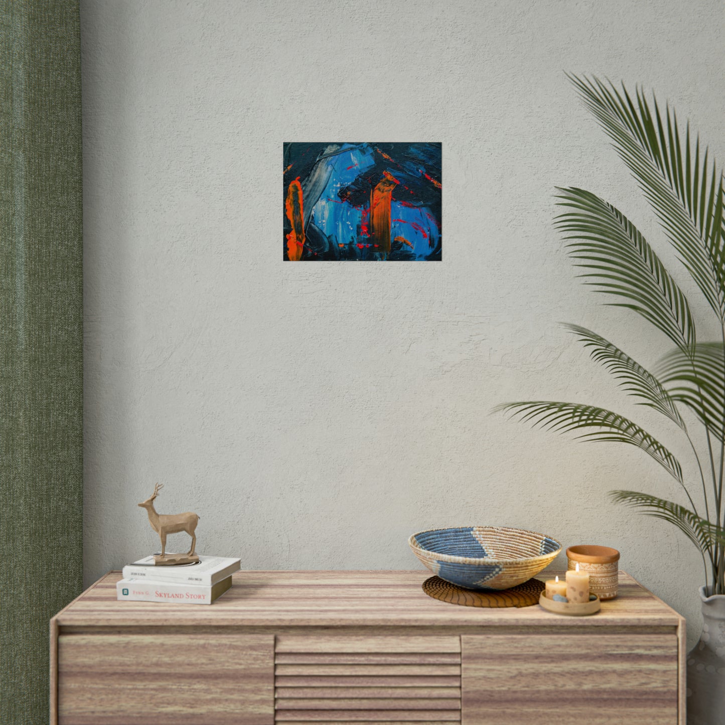 Red and blue splash Rolled Posters
