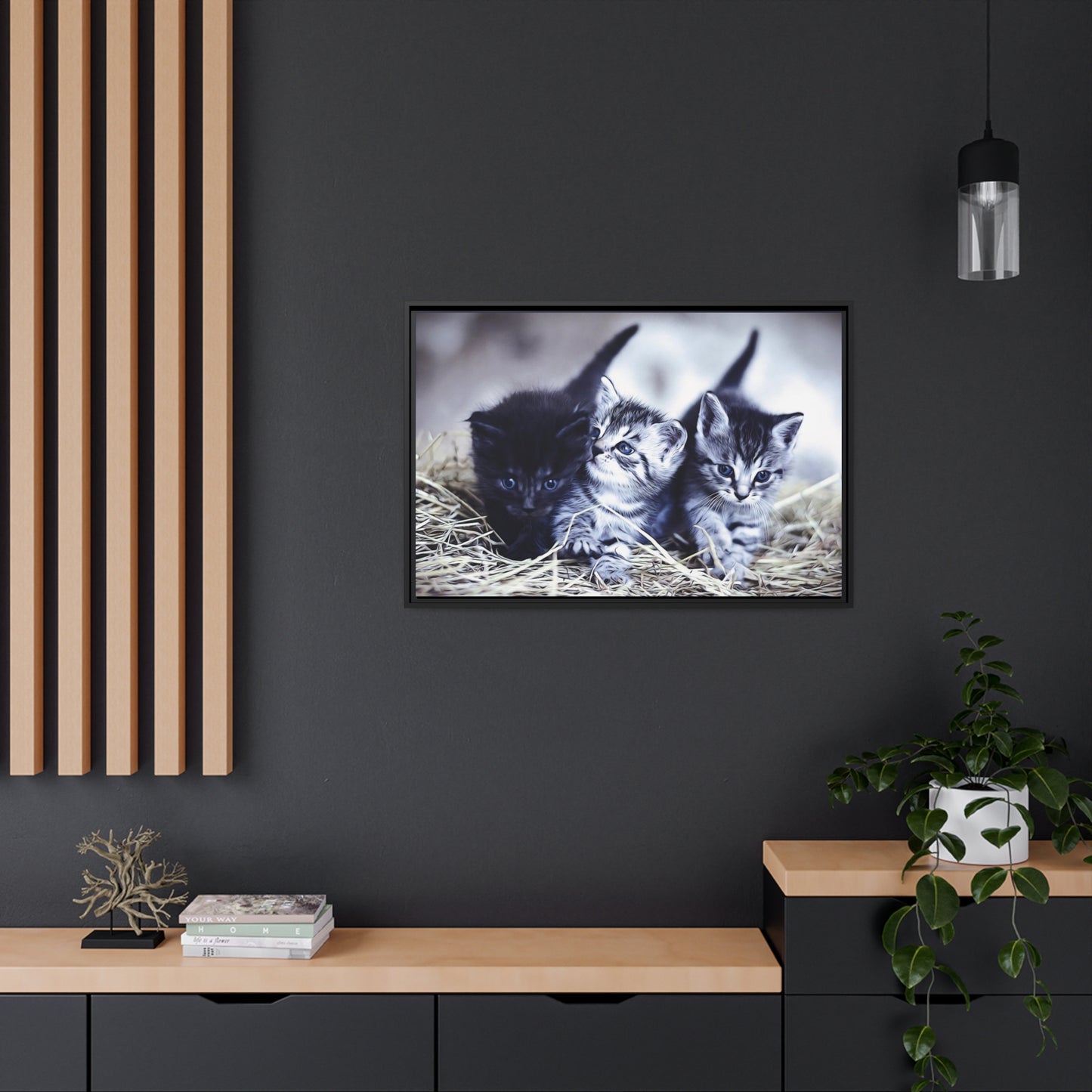 Kitten Matte Canvas, Black Frame