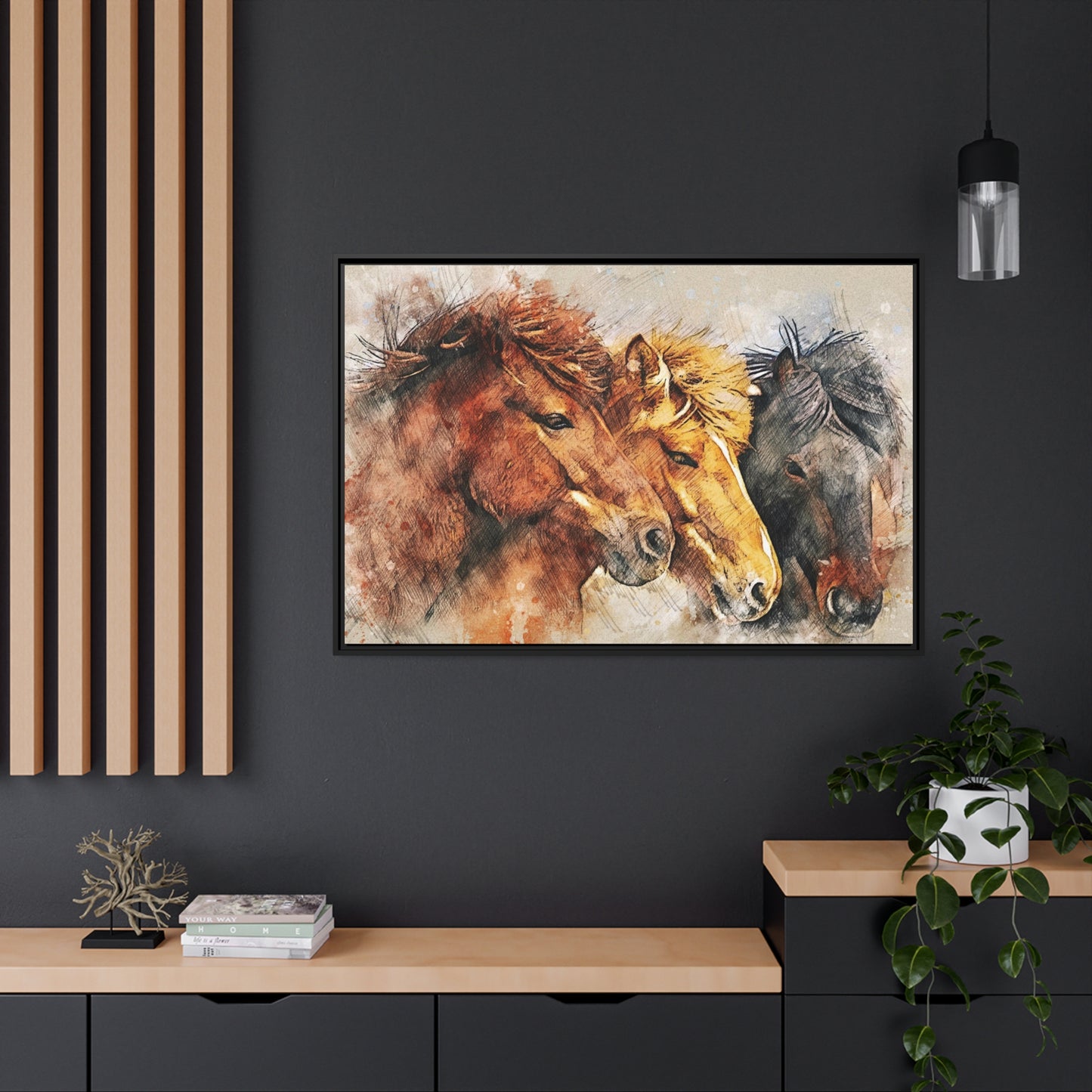 Horses Matte Canvas, Black Frame