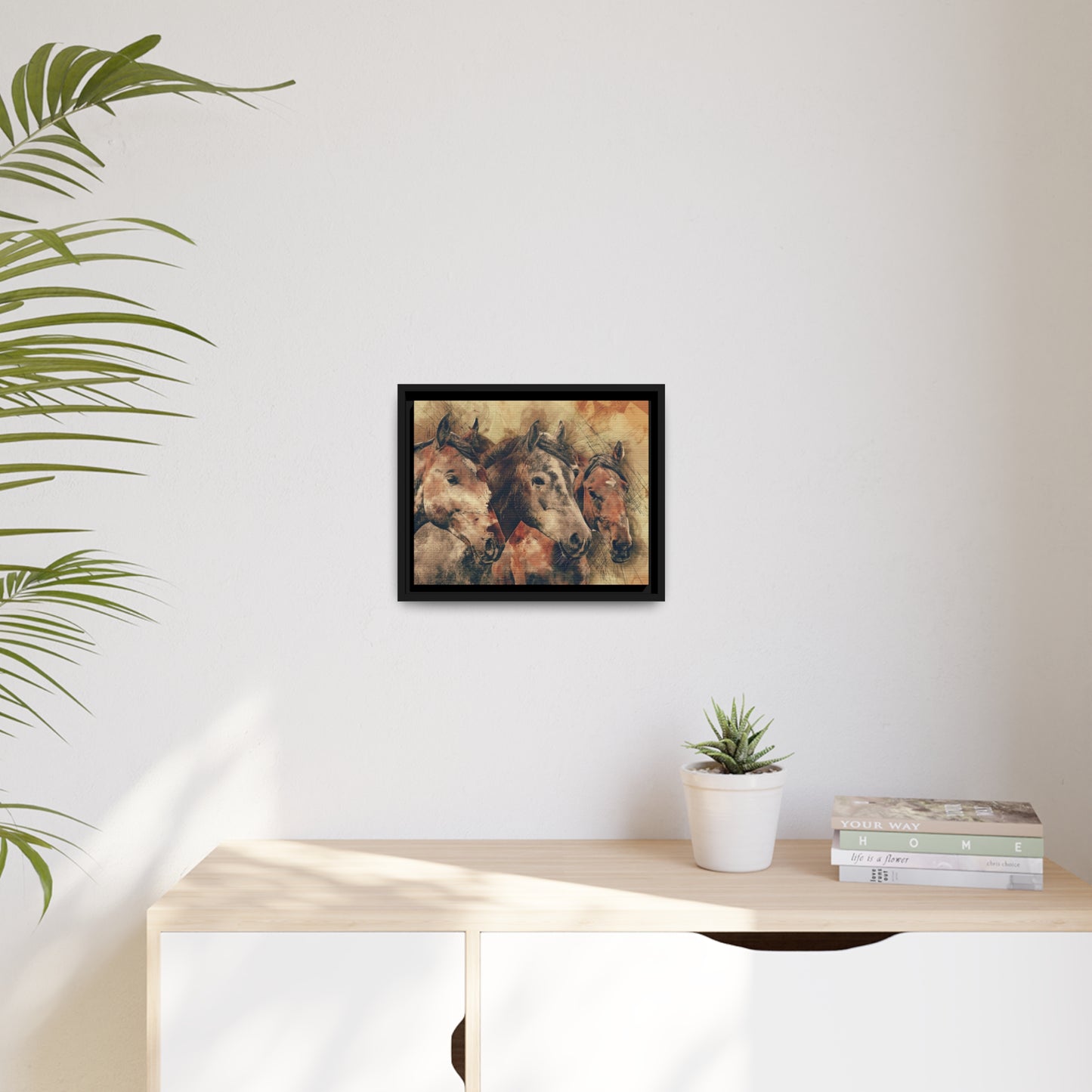 Horses Matte Canvas, Black Frame