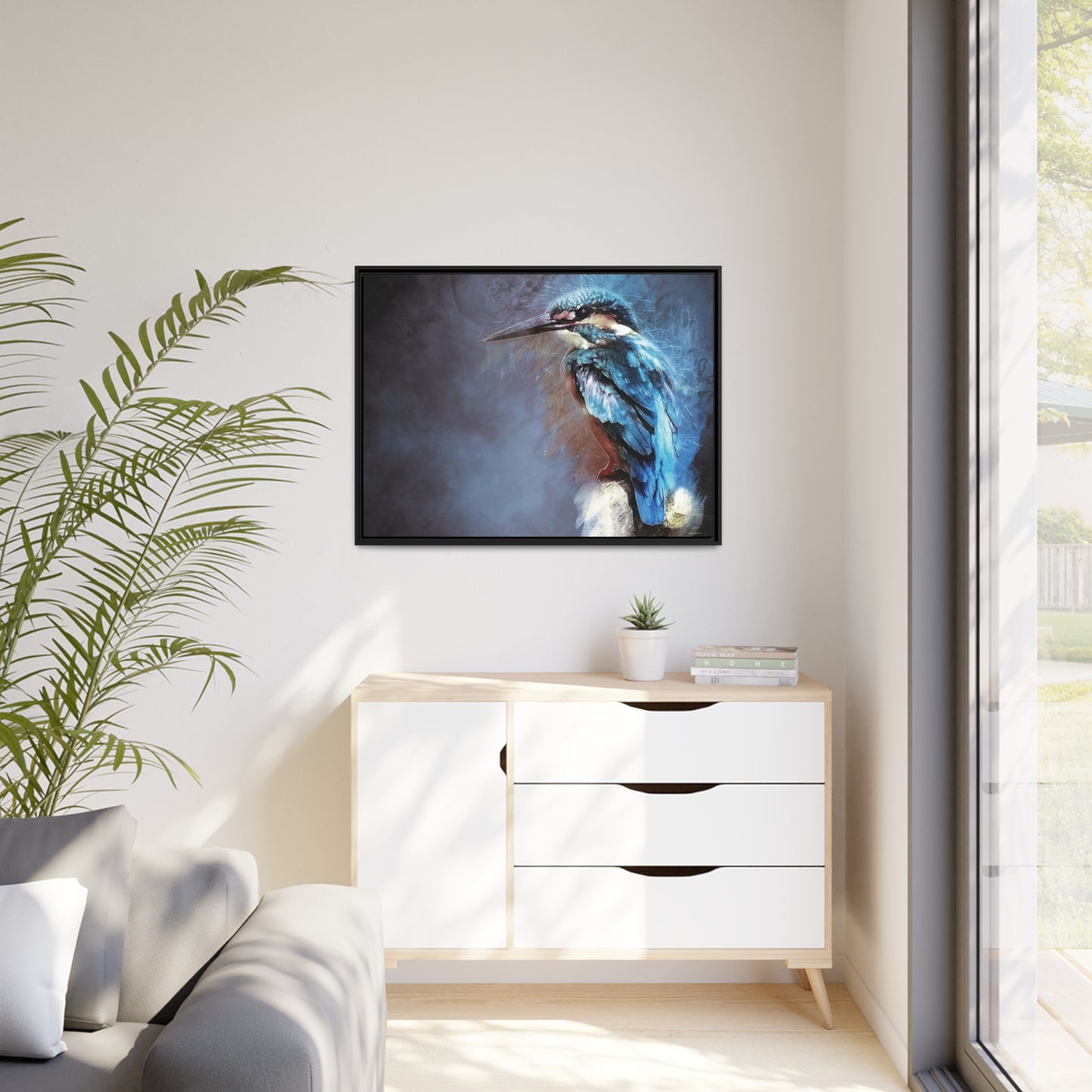 Kingfisher Matte Canvas, Black Frame