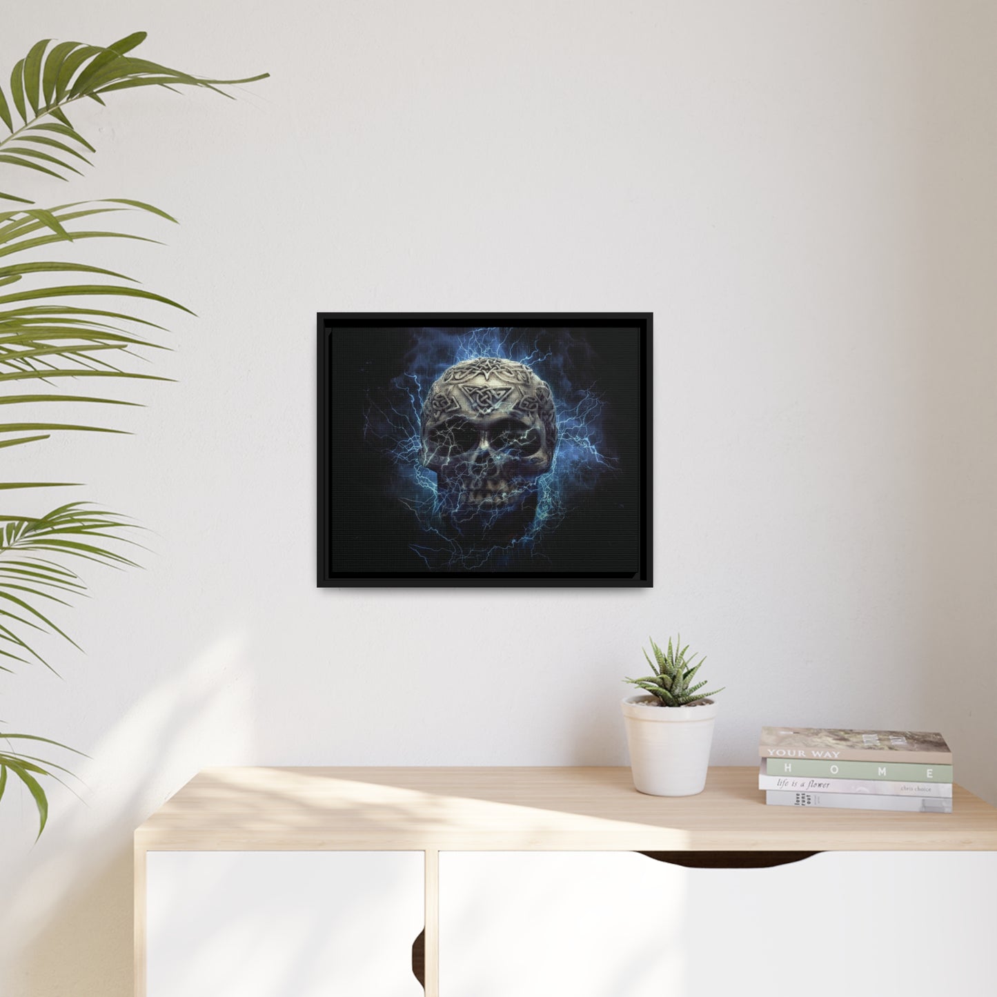 Skull Matte Canvas, Black Frame