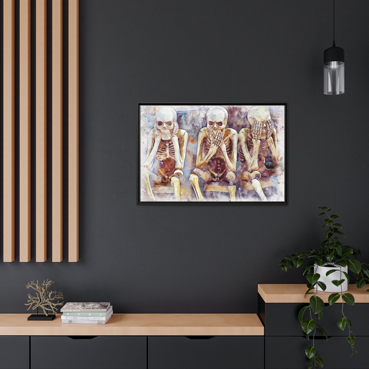 Skeletons Matte Canvas, Black Frame