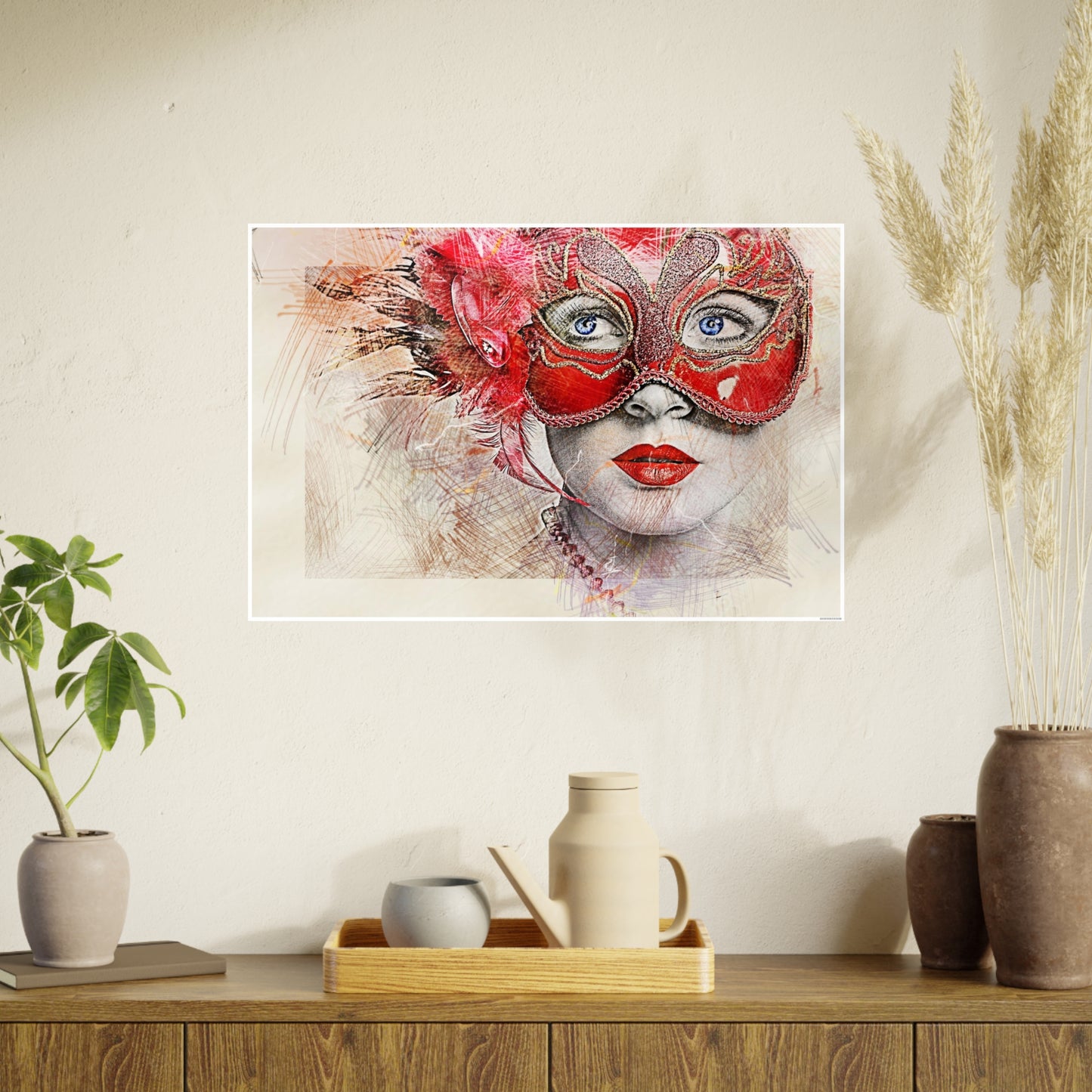 Woman Mask Carnival Photo Art Paper Posters