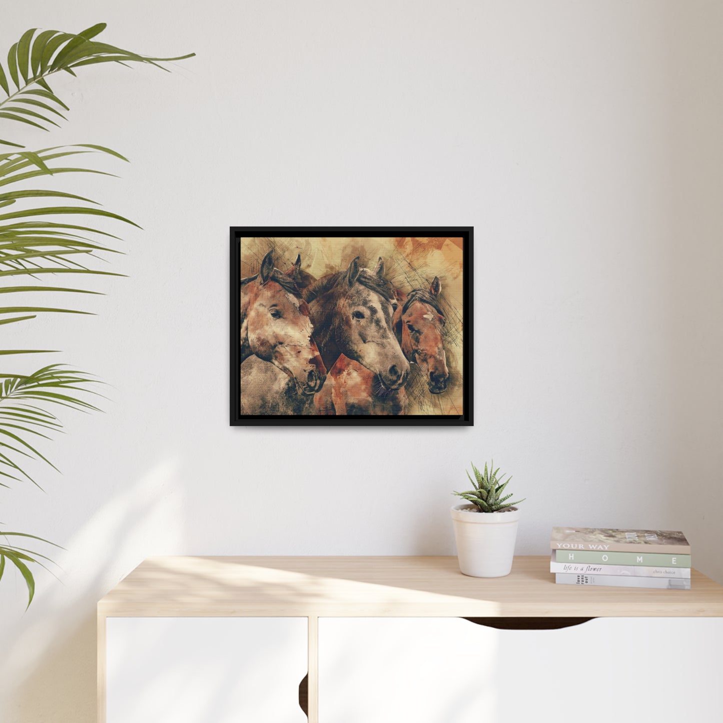 Horses Matte Canvas, Black Frame