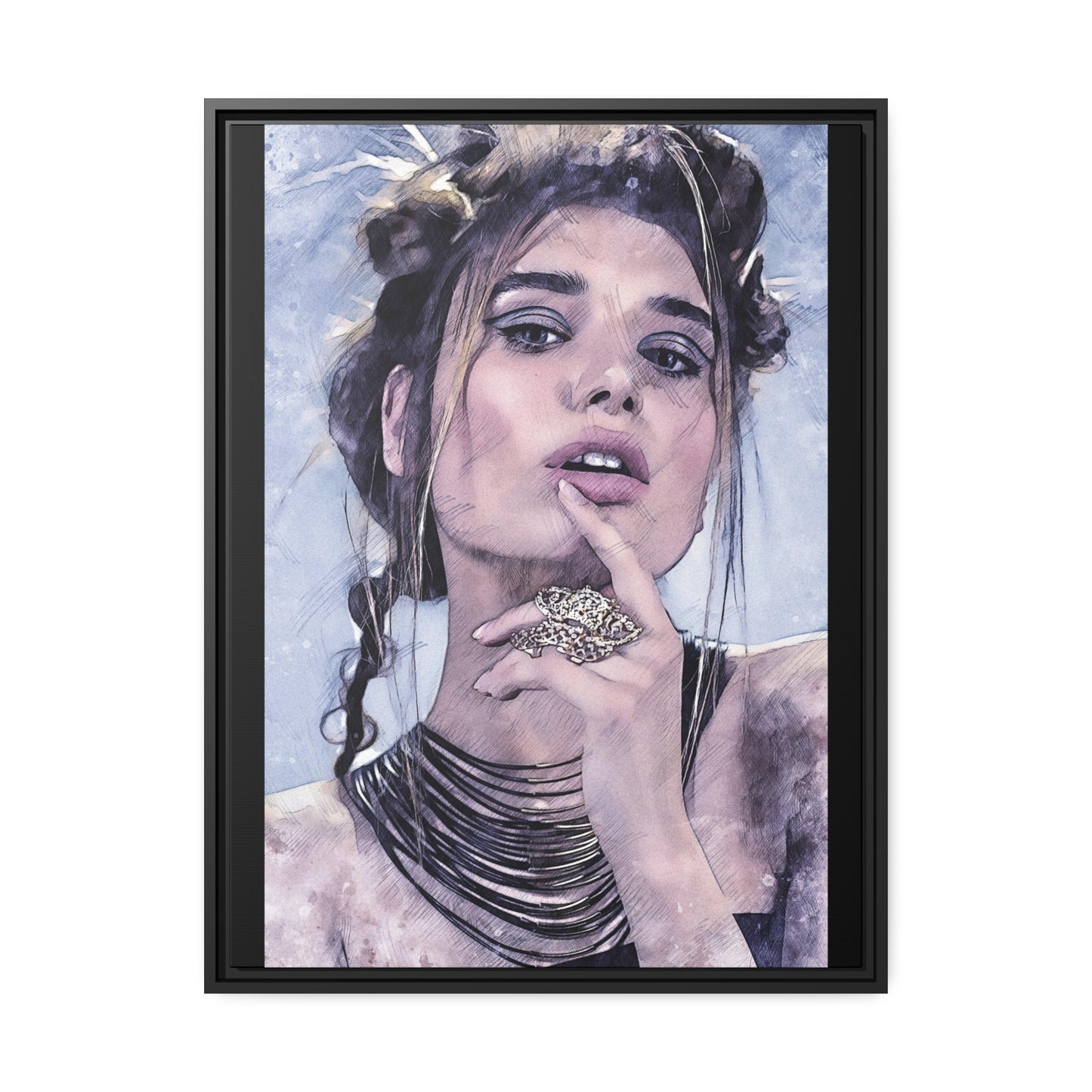 Woman Matte Canvas, Black Frame