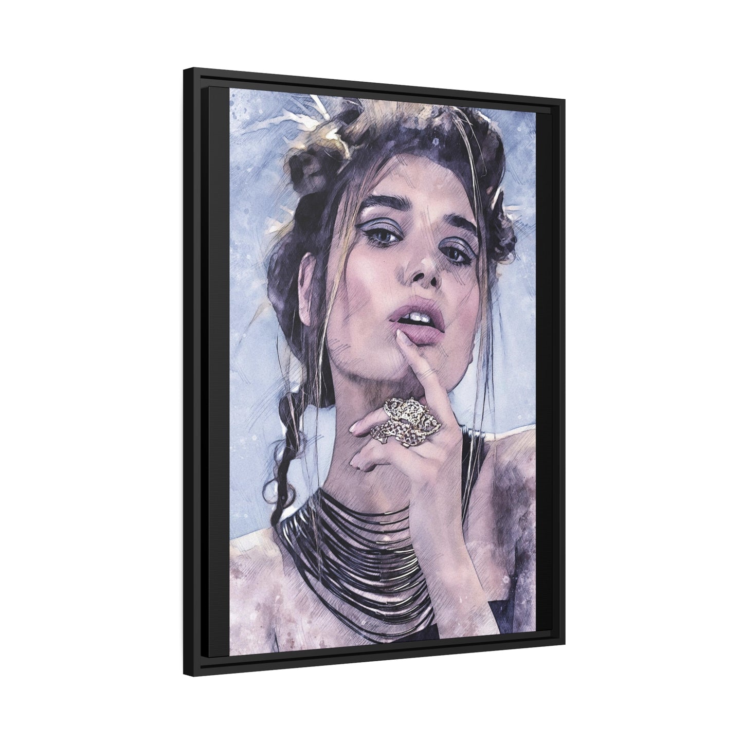 Woman Matte Canvas, Black Frame