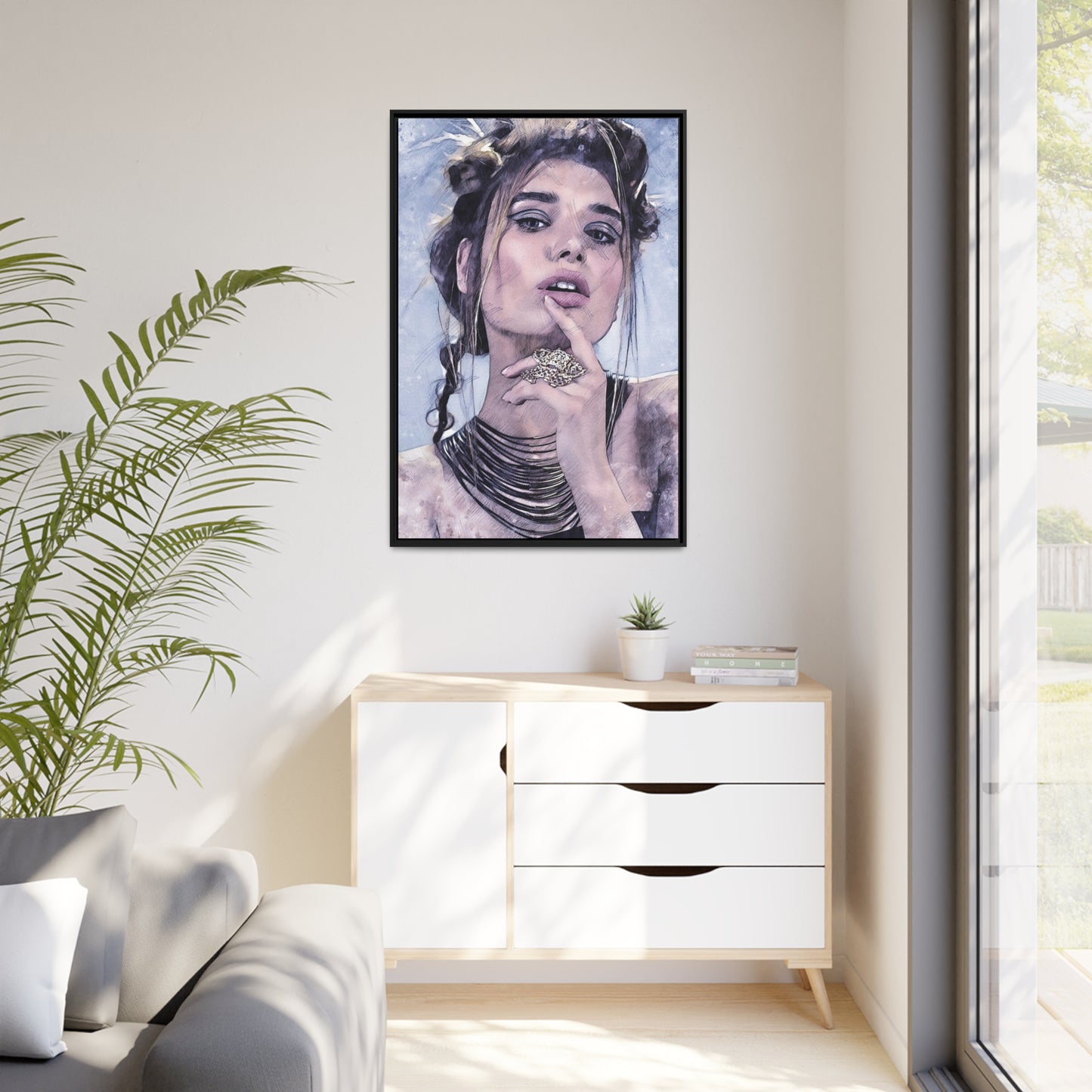 Woman Matte Canvas, Black Frame