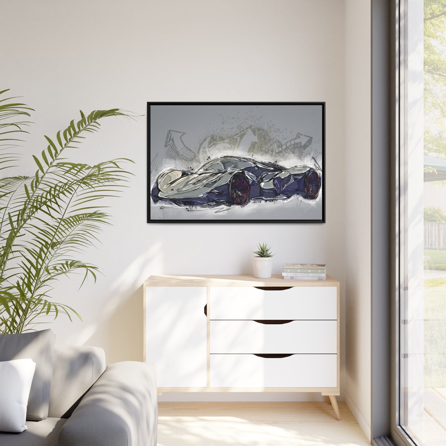 Car Matte Canvas, Black Frame
