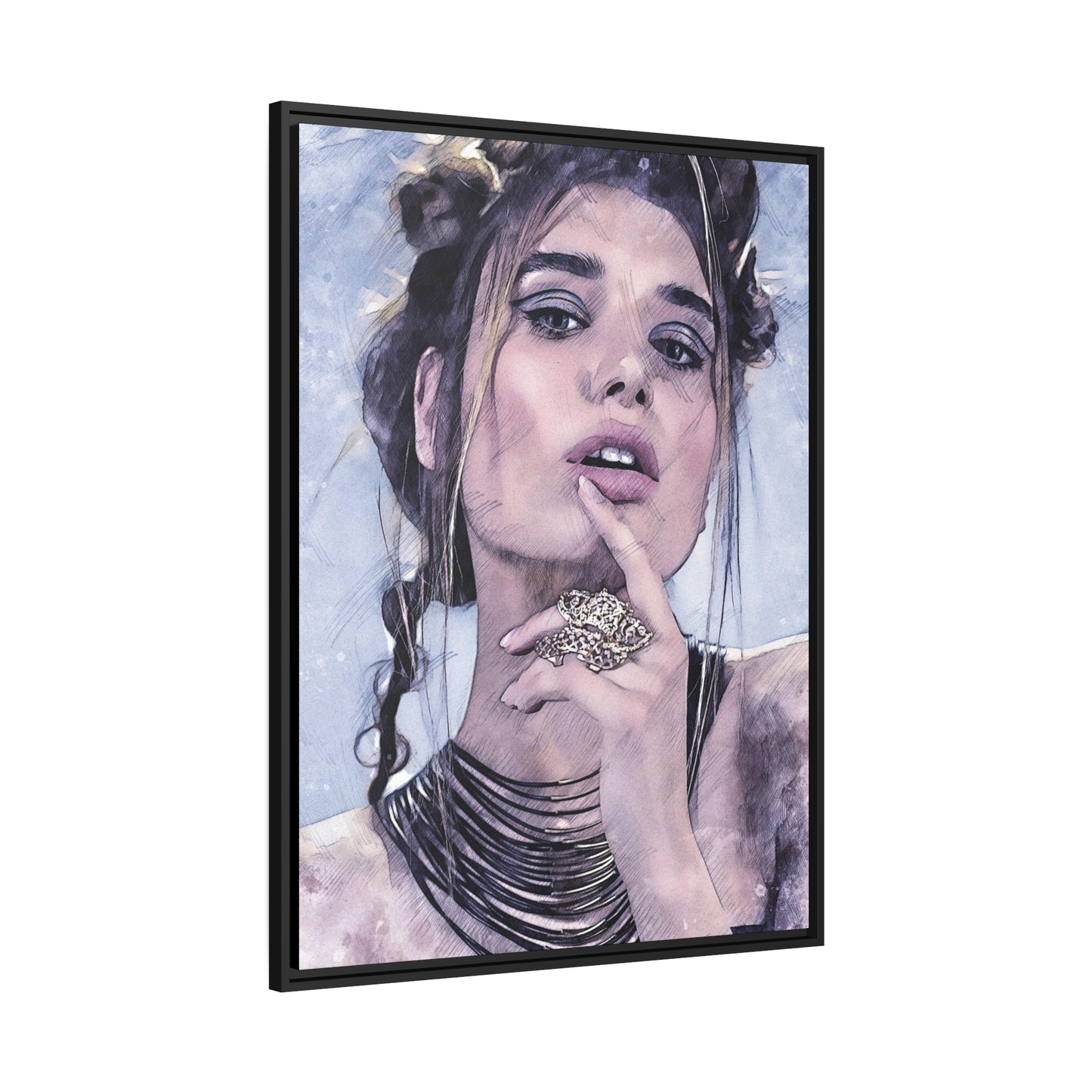 Woman Matte Canvas, Black Frame