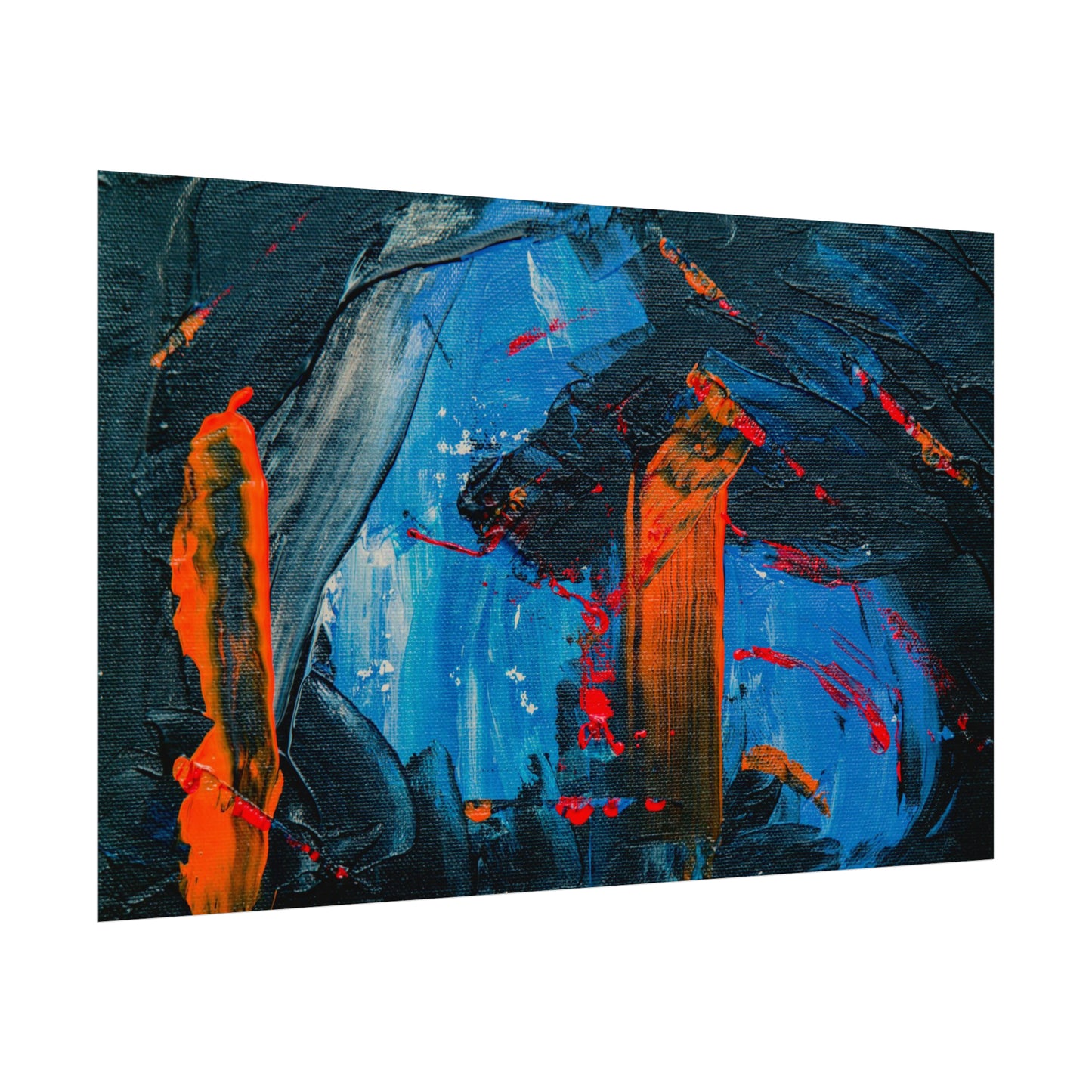 Red and blue splash Rolled Posters