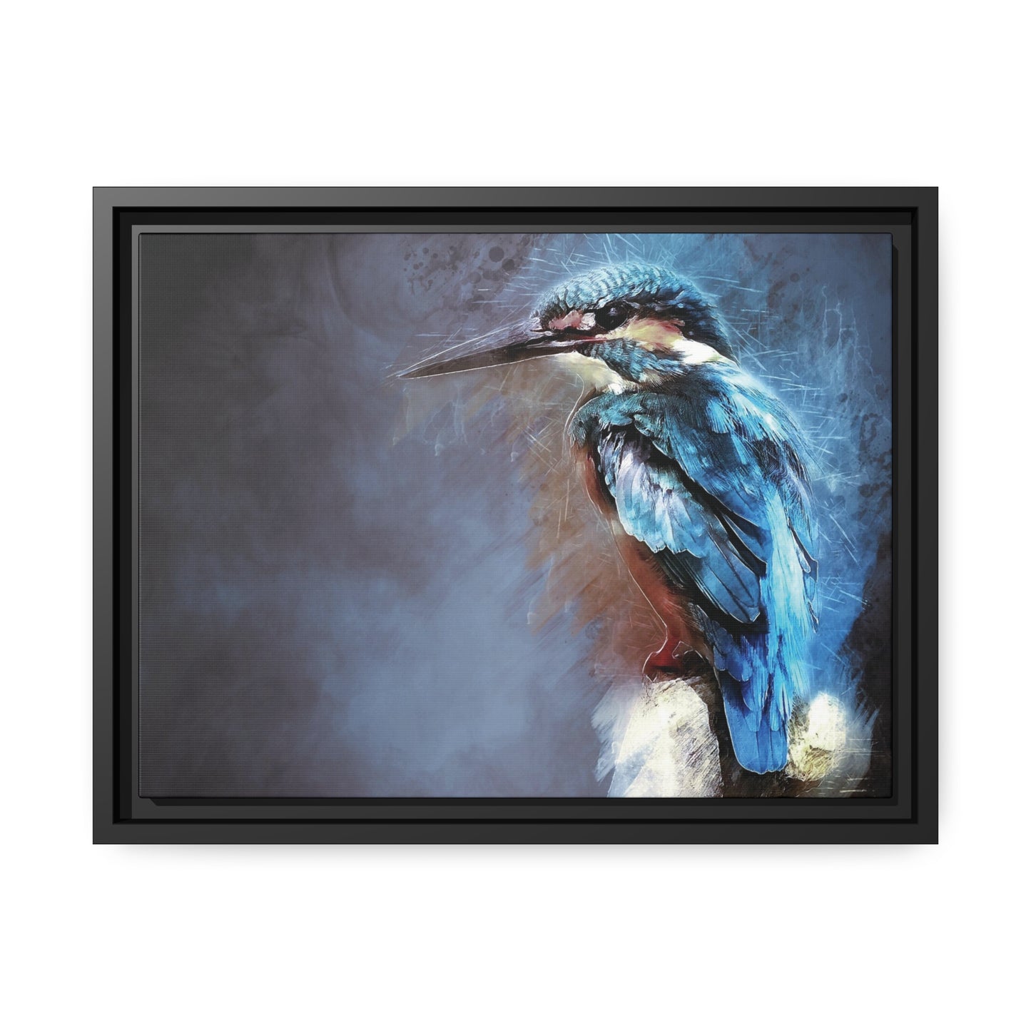 Kingfisher Matte Canvas, Black Frame