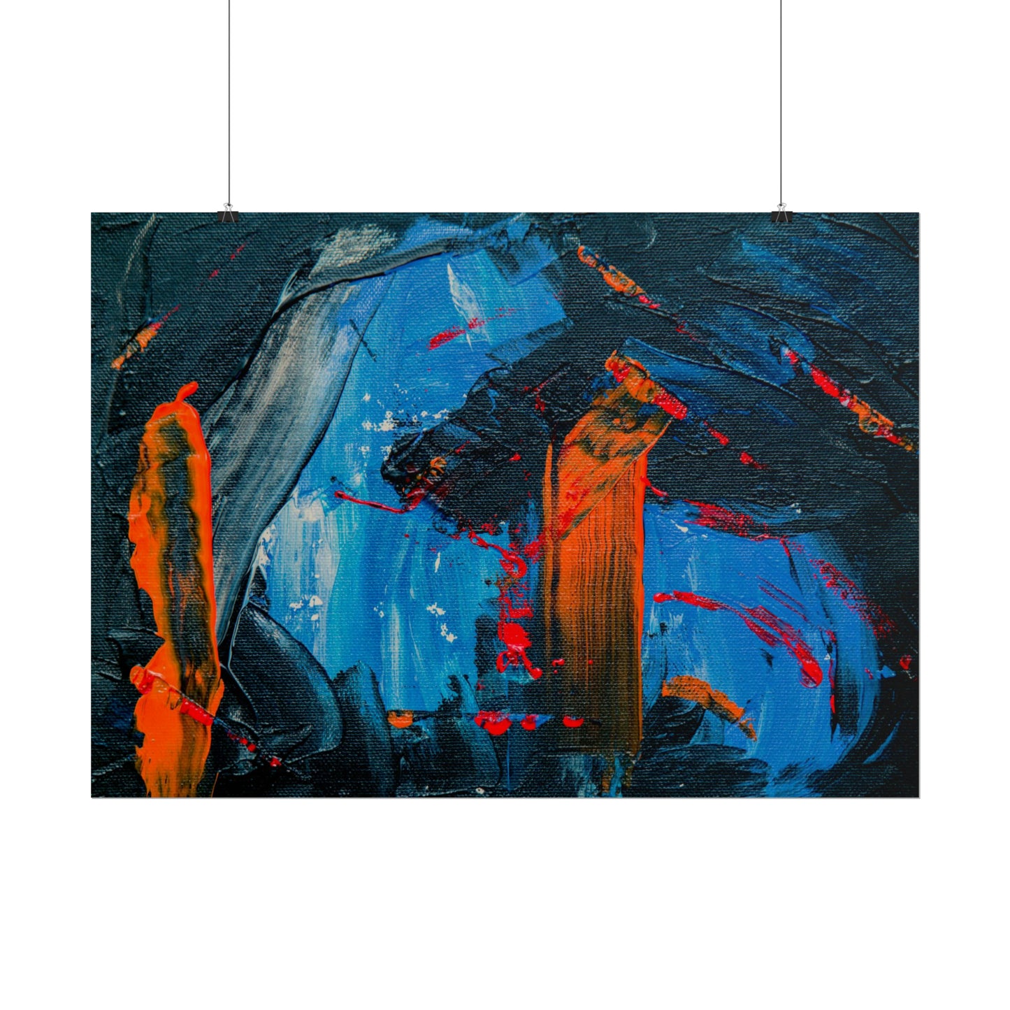 Red and blue splash Rolled Posters