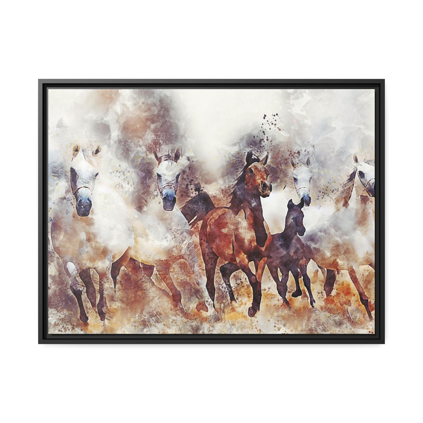 Horses Matte Canvas, Black Frame