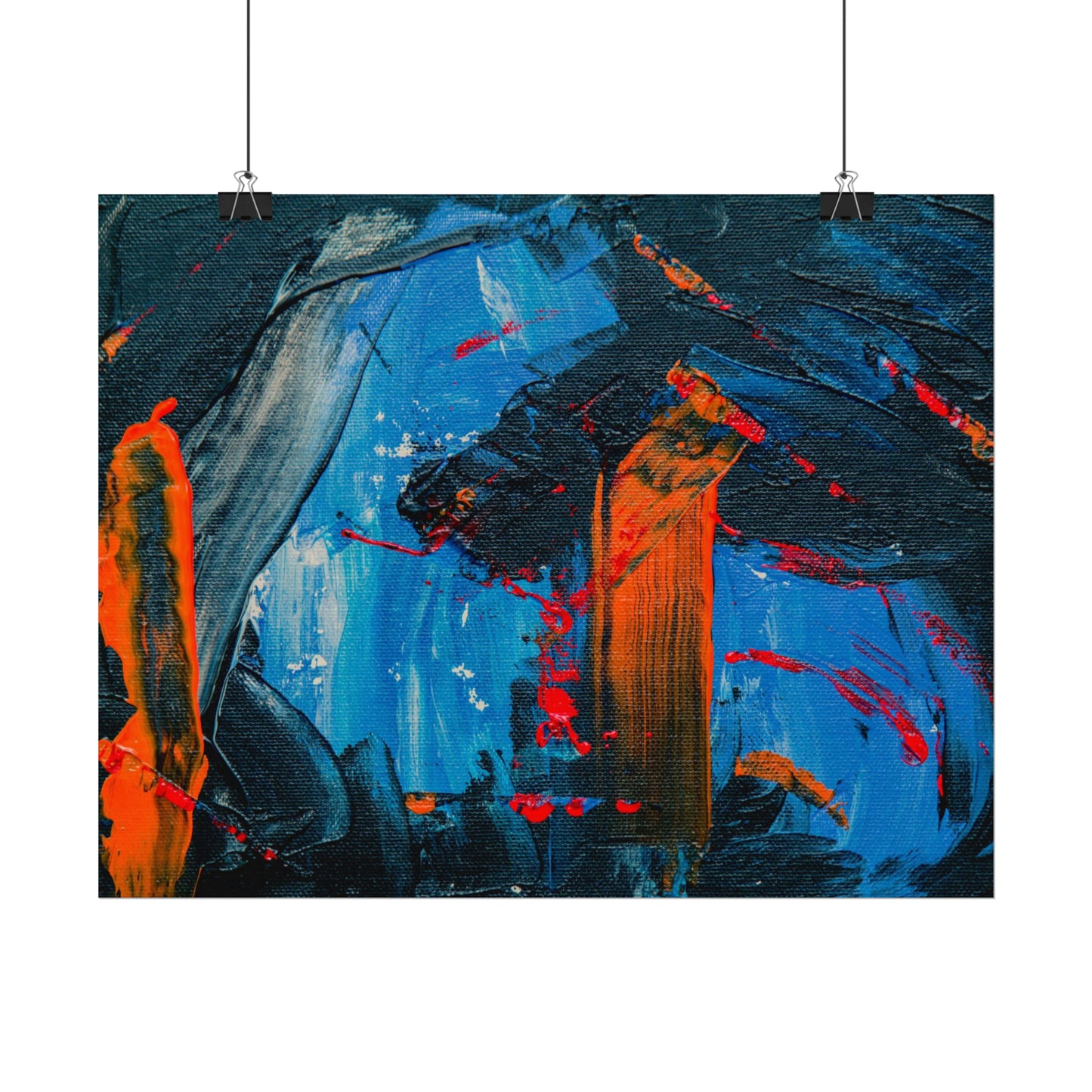 Red and blue splash Rolled Posters