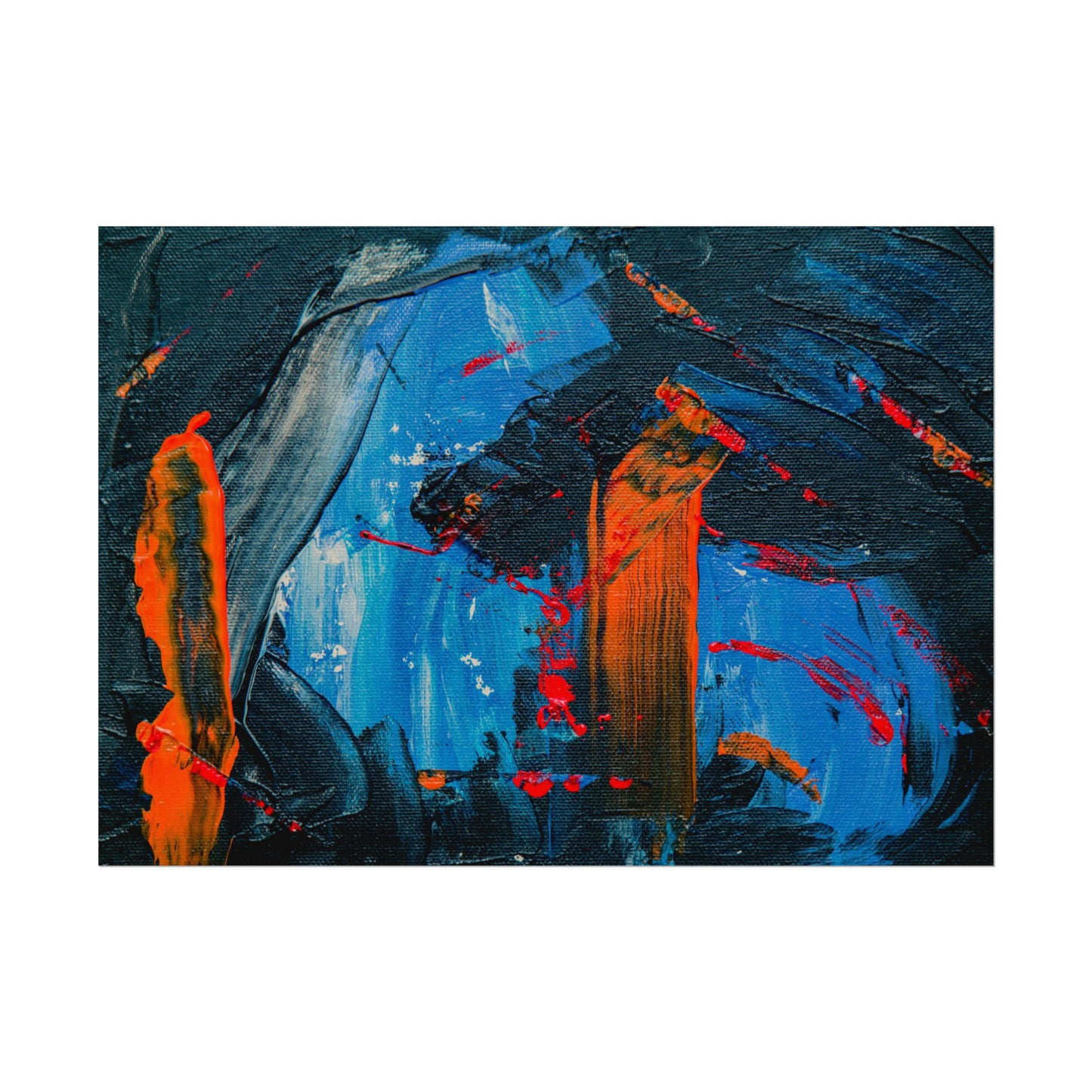 Red and blue splash Rolled Posters