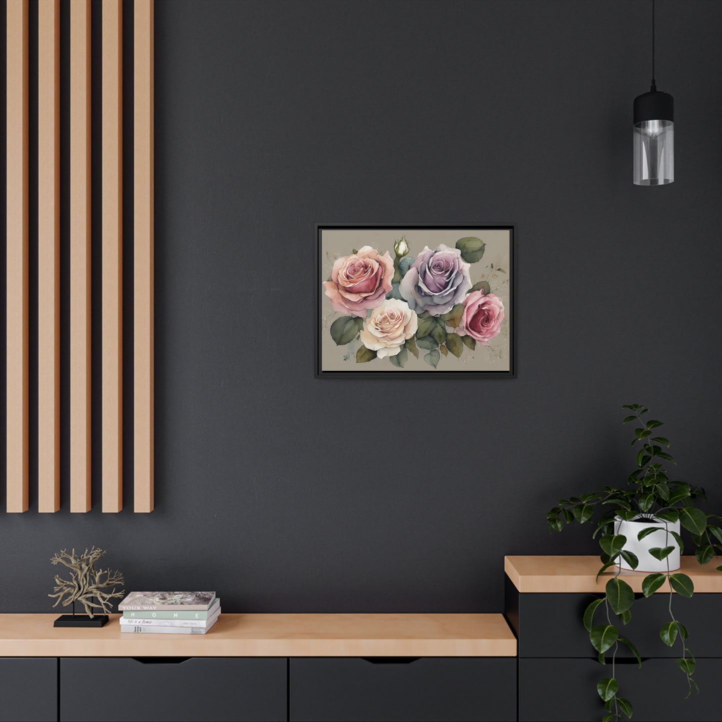 Roses Matte Canvas, Black Frame