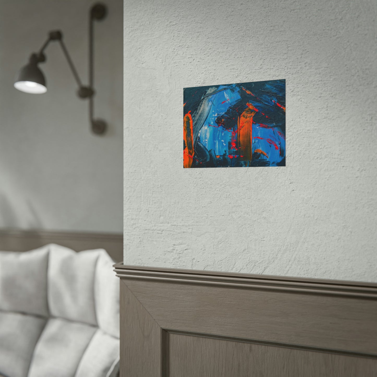 Red and blue splash Rolled Posters