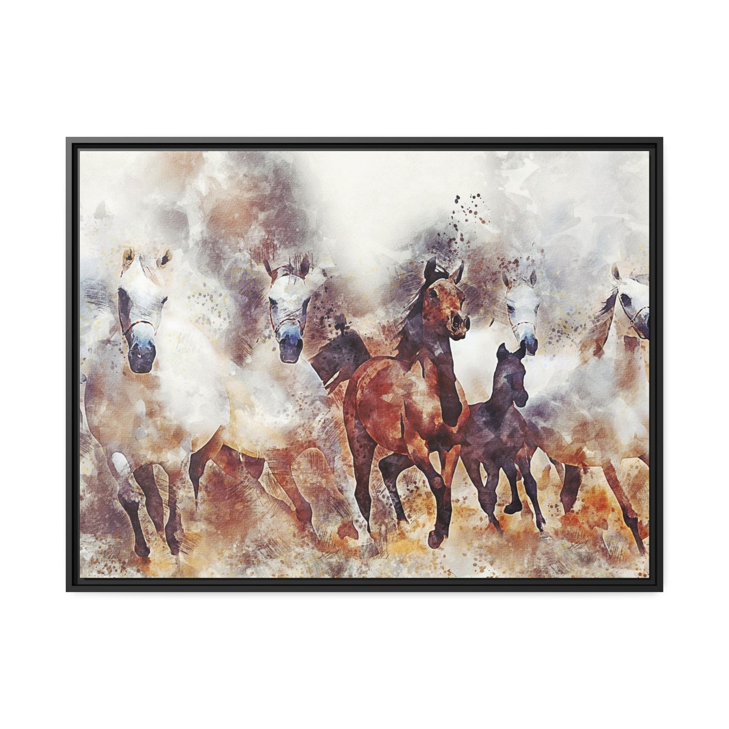 Horses Matte Canvas, Black Frame