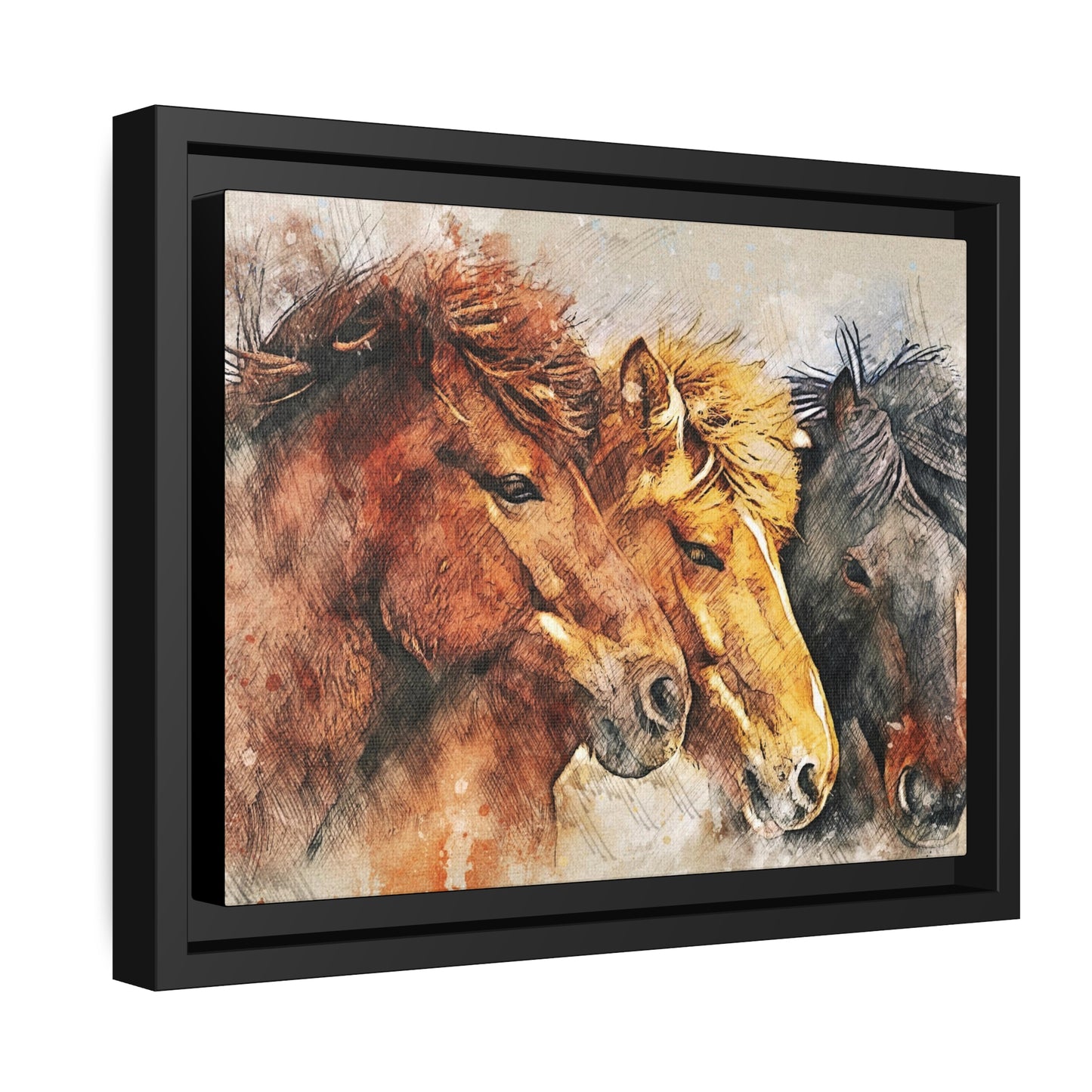 Horses Matte Canvas, Black Frame
