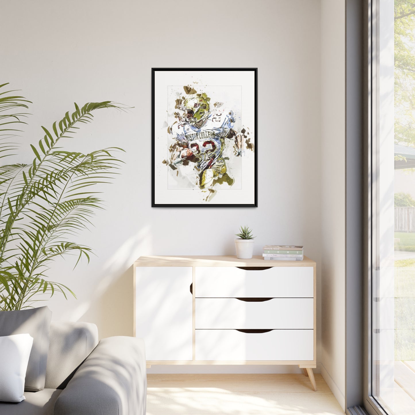 Football Matte Canvas, Black Frame