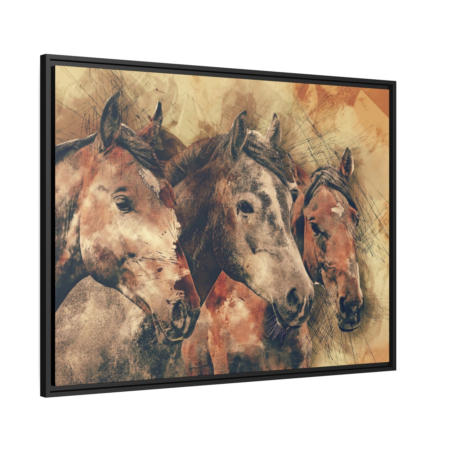 Horses Matte Canvas, Black Frame