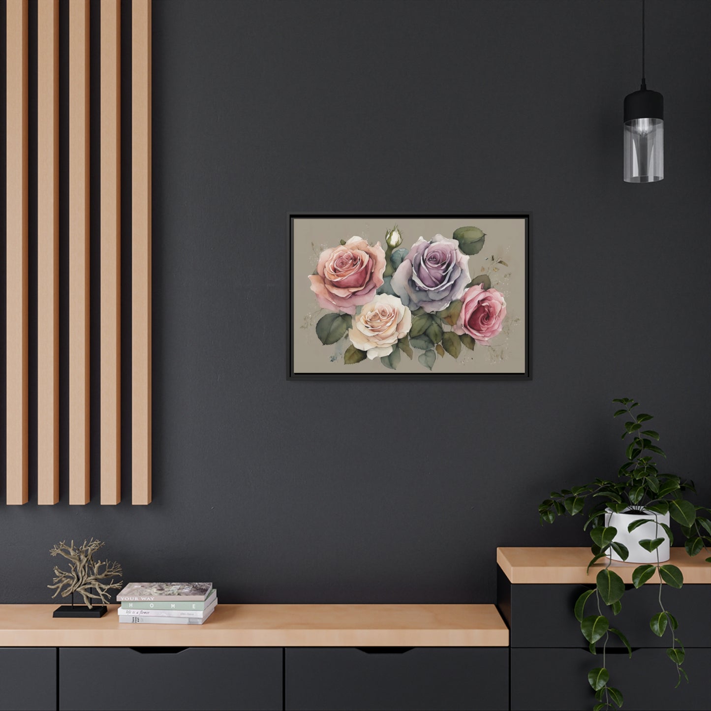 Roses Matte Canvas, Black Frame