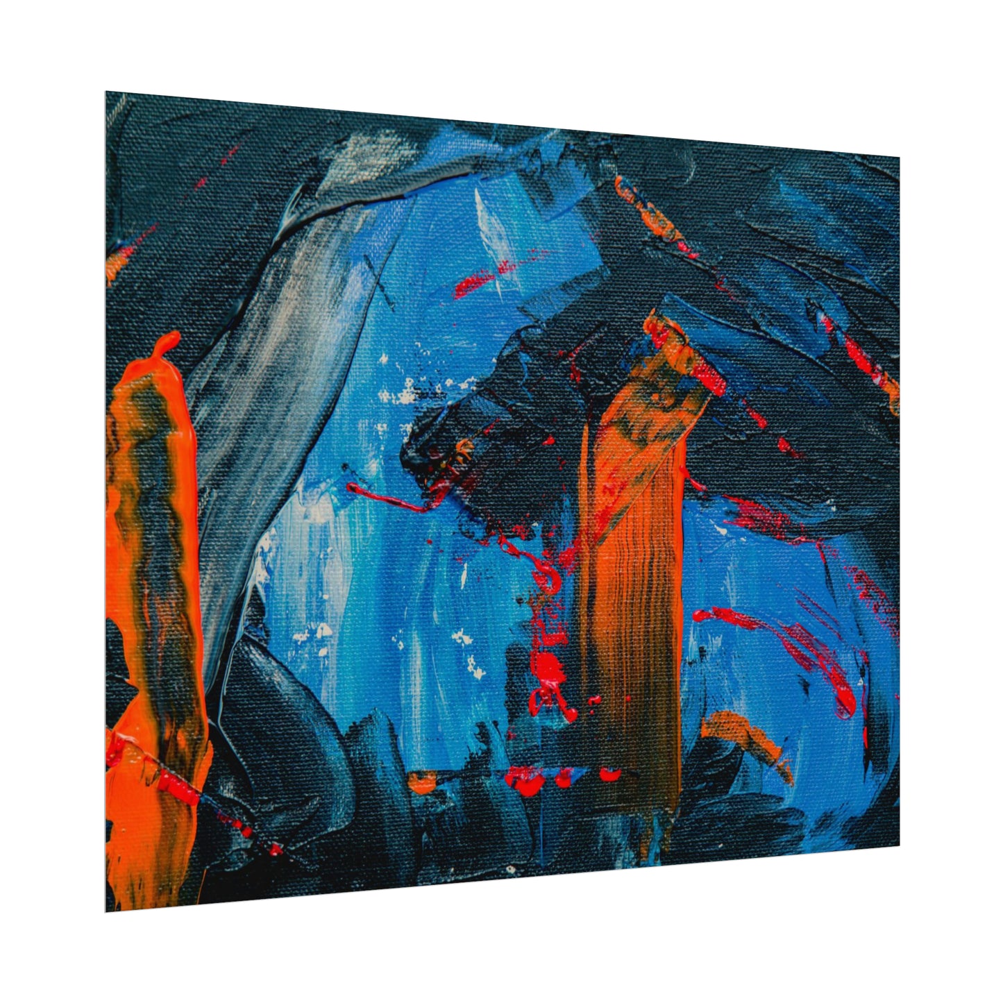 Red and blue splash Rolled Posters
