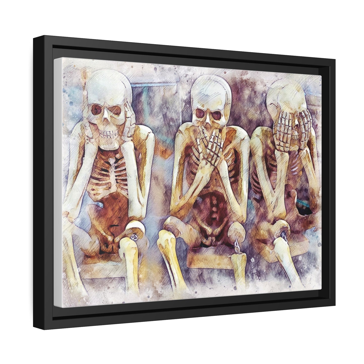 Skeletons Matte Canvas, Black Frame