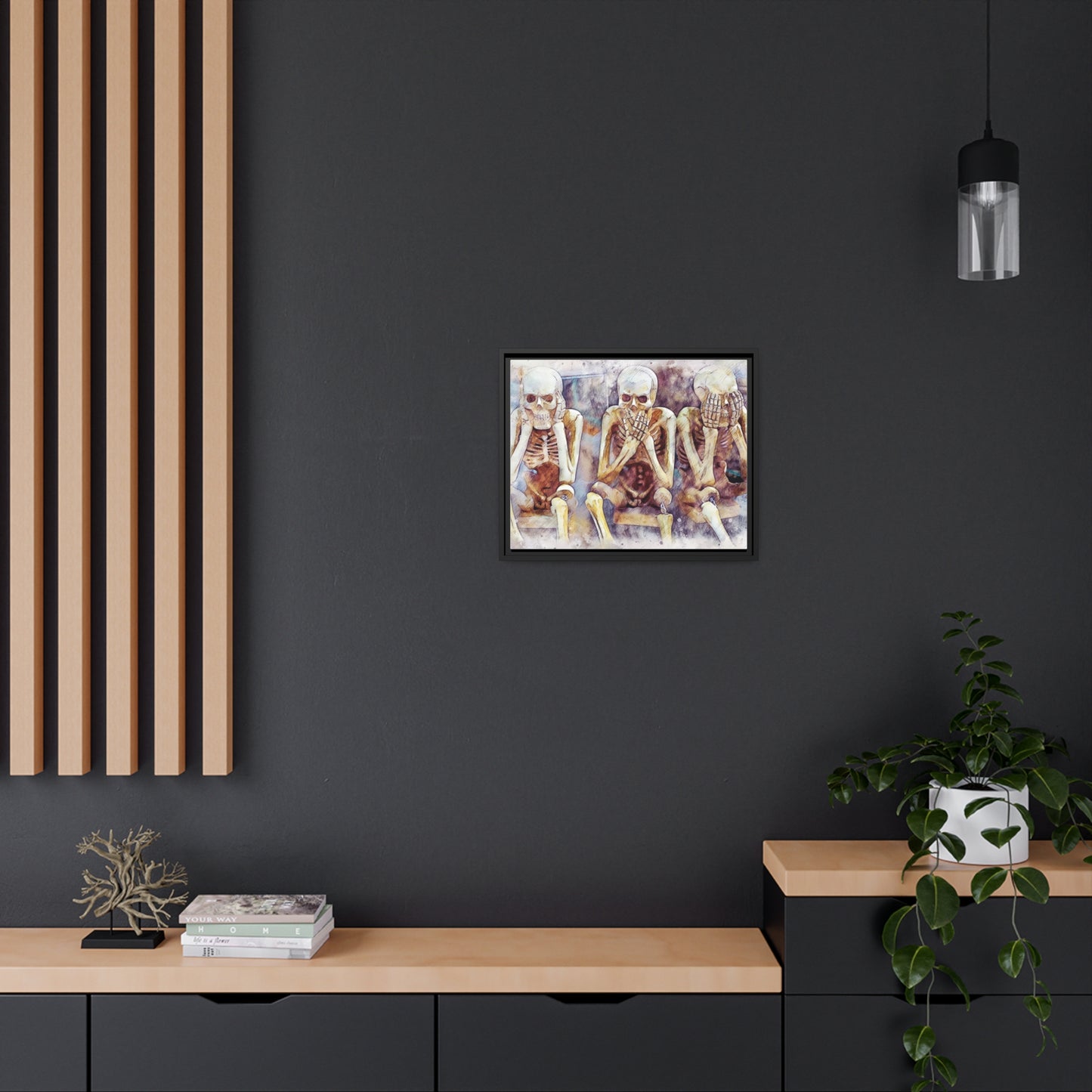 Skeletons Matte Canvas, Black Frame