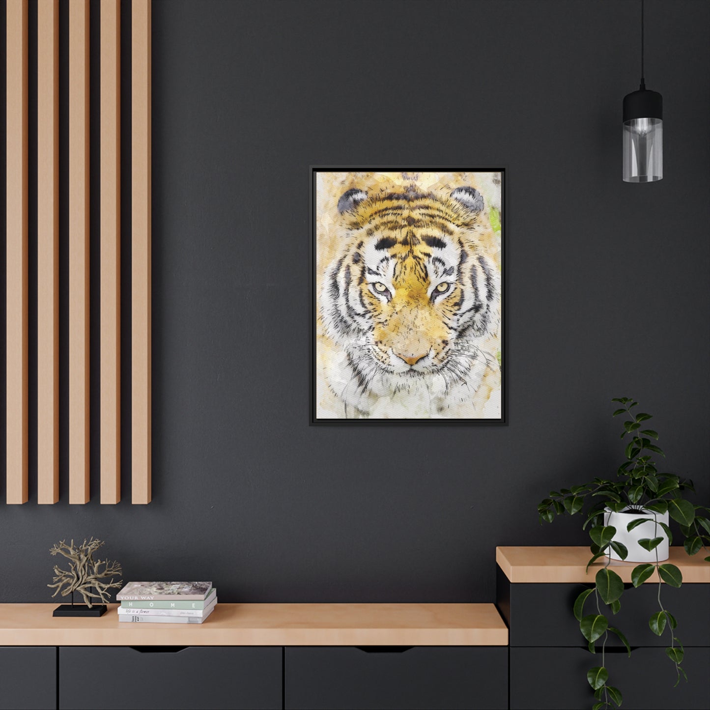 Tiger Matte Canvas, Black Frame