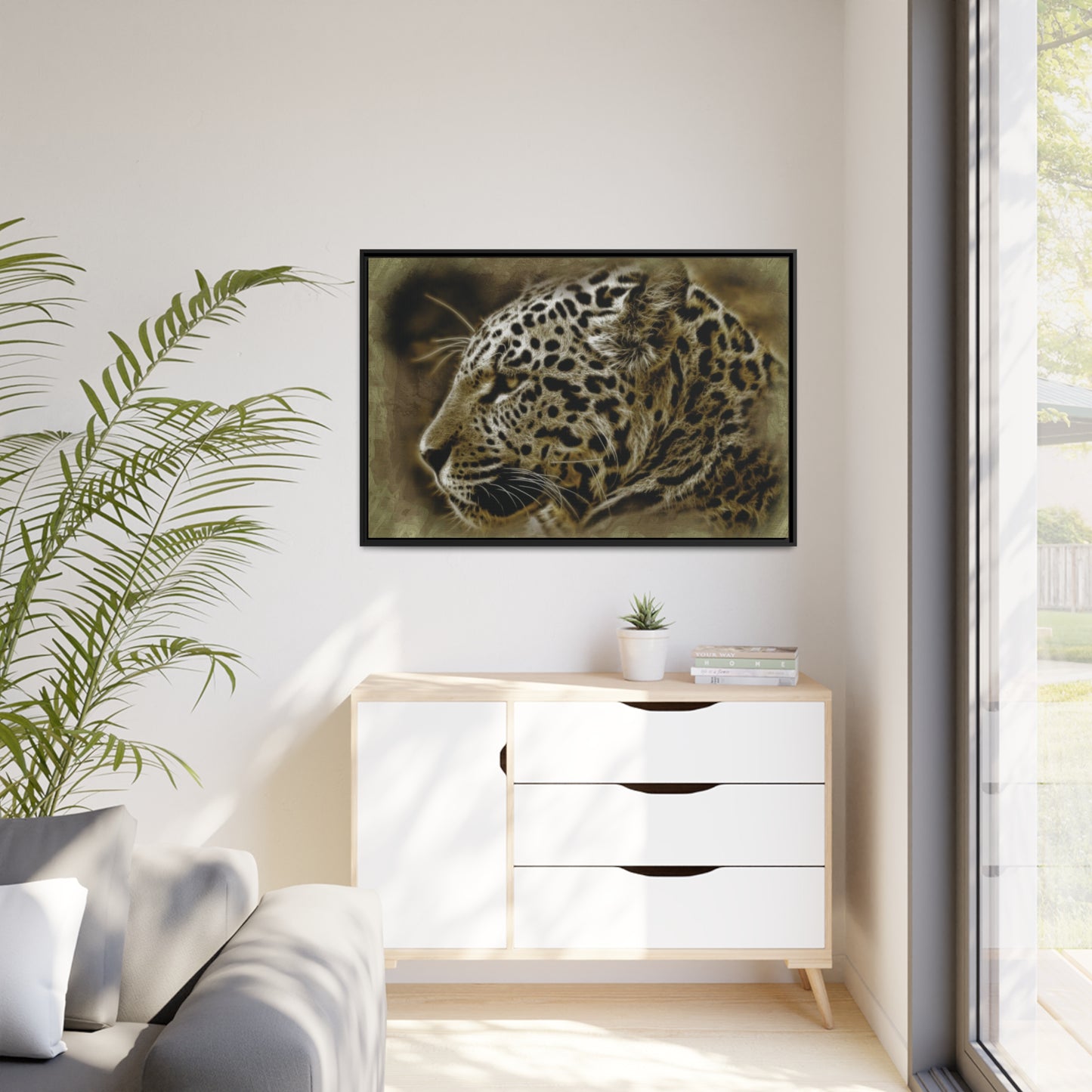 Jaguar Matte Canvas, Black Frame
