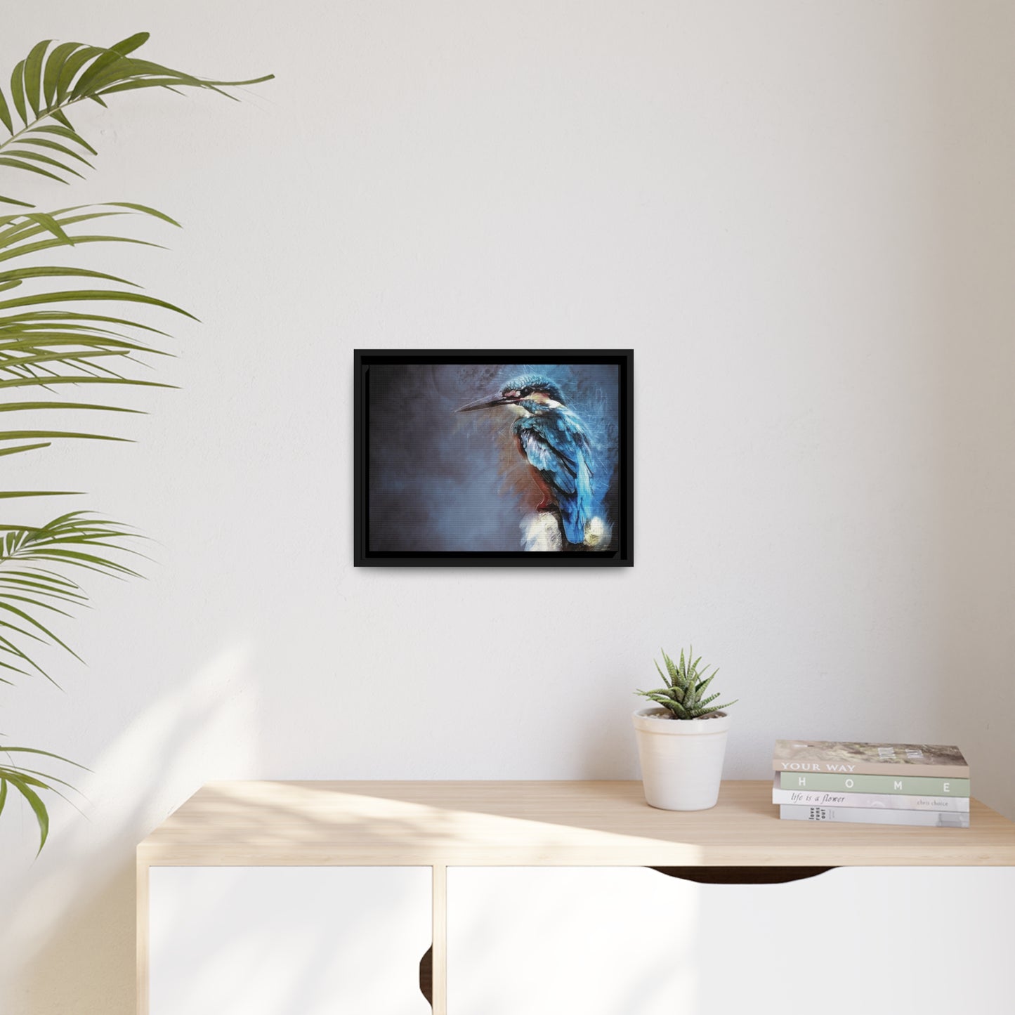 Kingfisher Matte Canvas, Black Frame