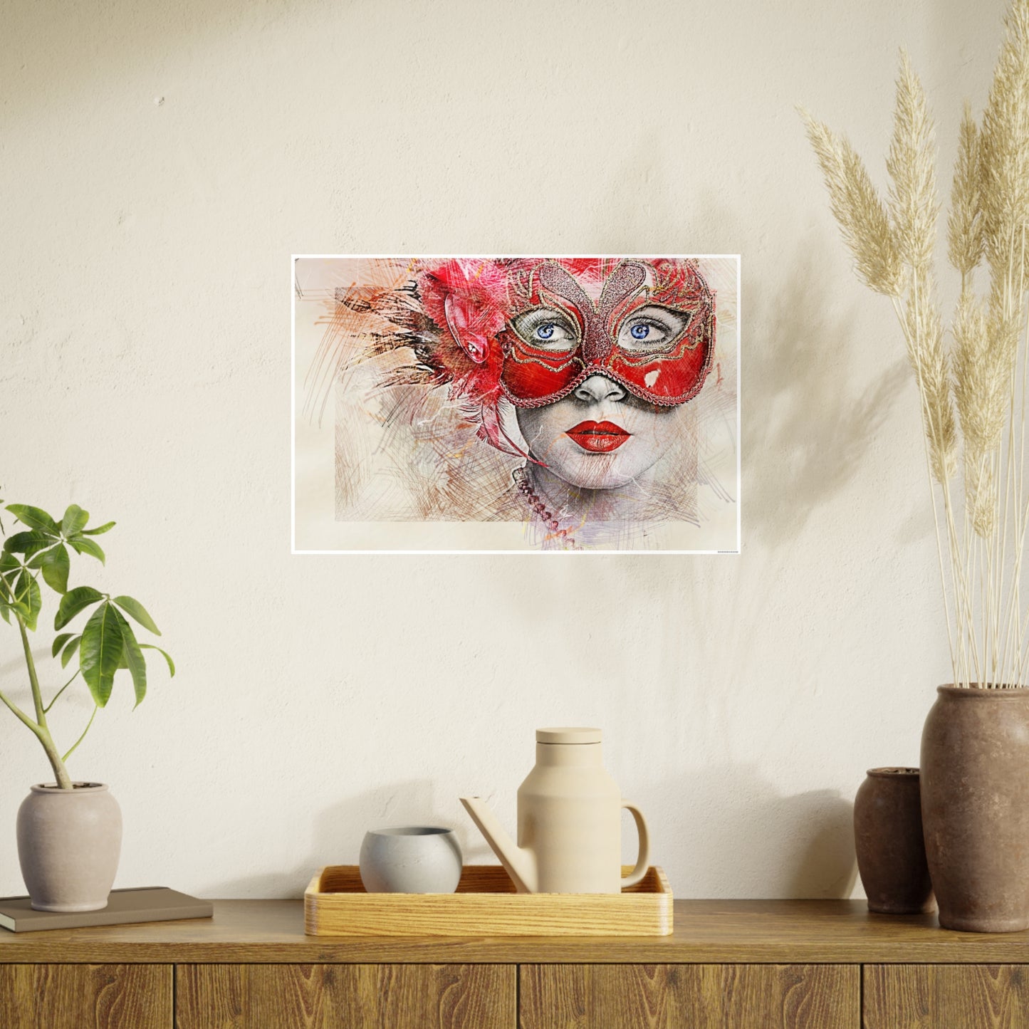 Woman Mask Carnival Photo Art Paper Posters