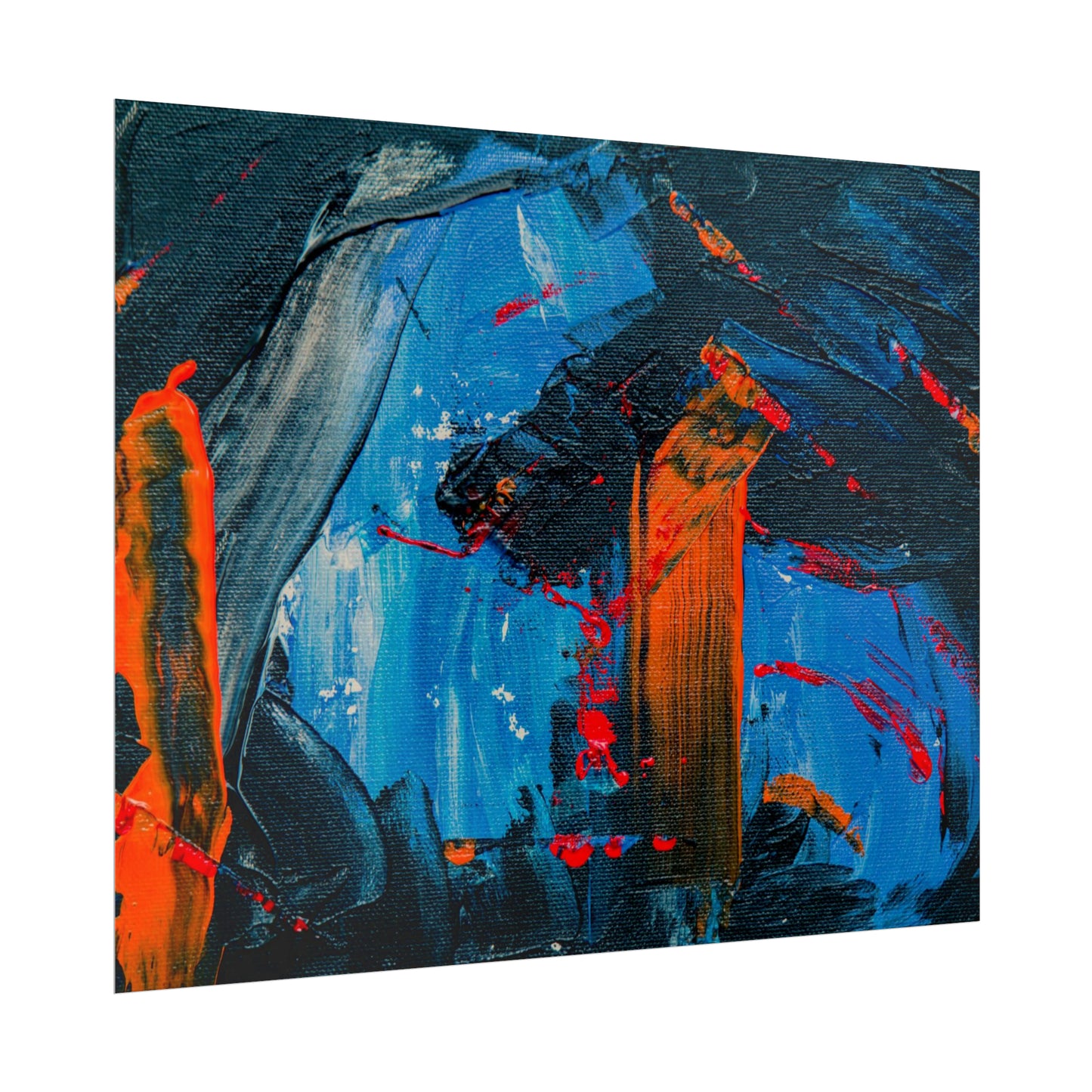 Red and blue splash Rolled Posters