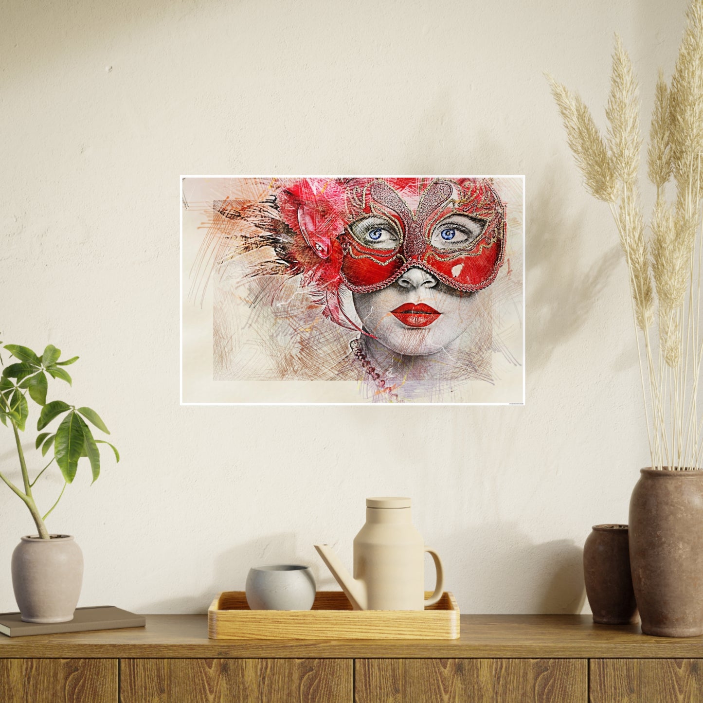 Woman Mask Carnival Photo Art Paper Posters