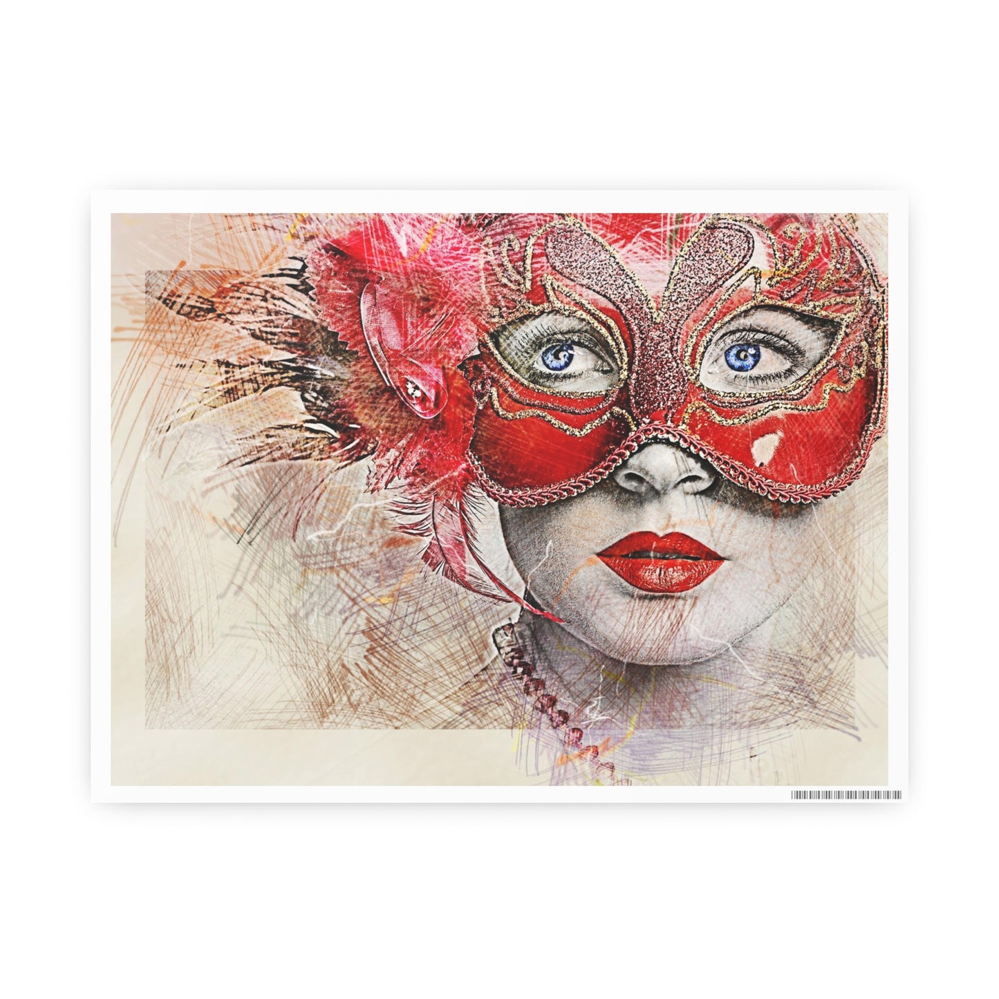 Woman Mask Carnival Photo Art Paper Posters