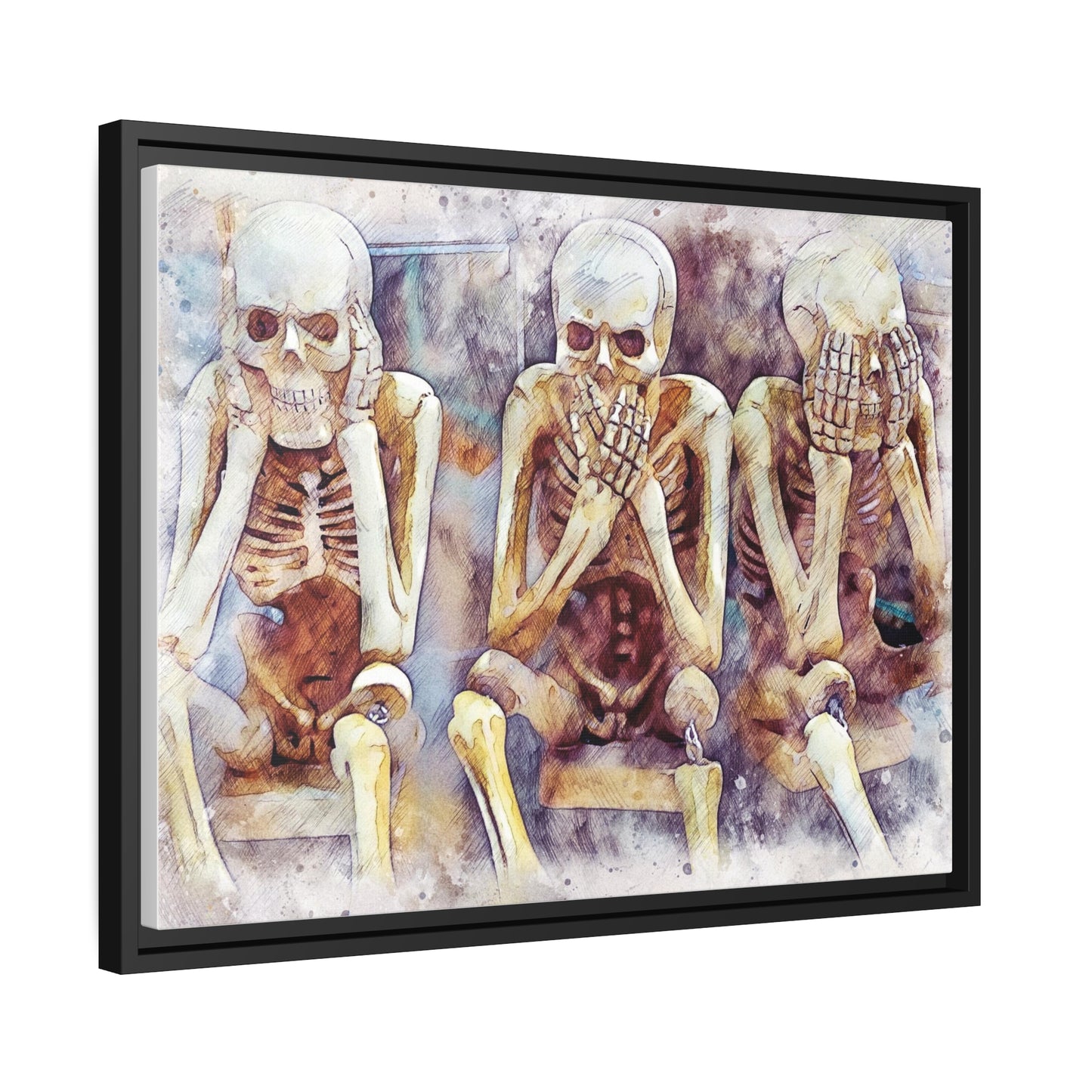 Skeletons Matte Canvas, Black Frame