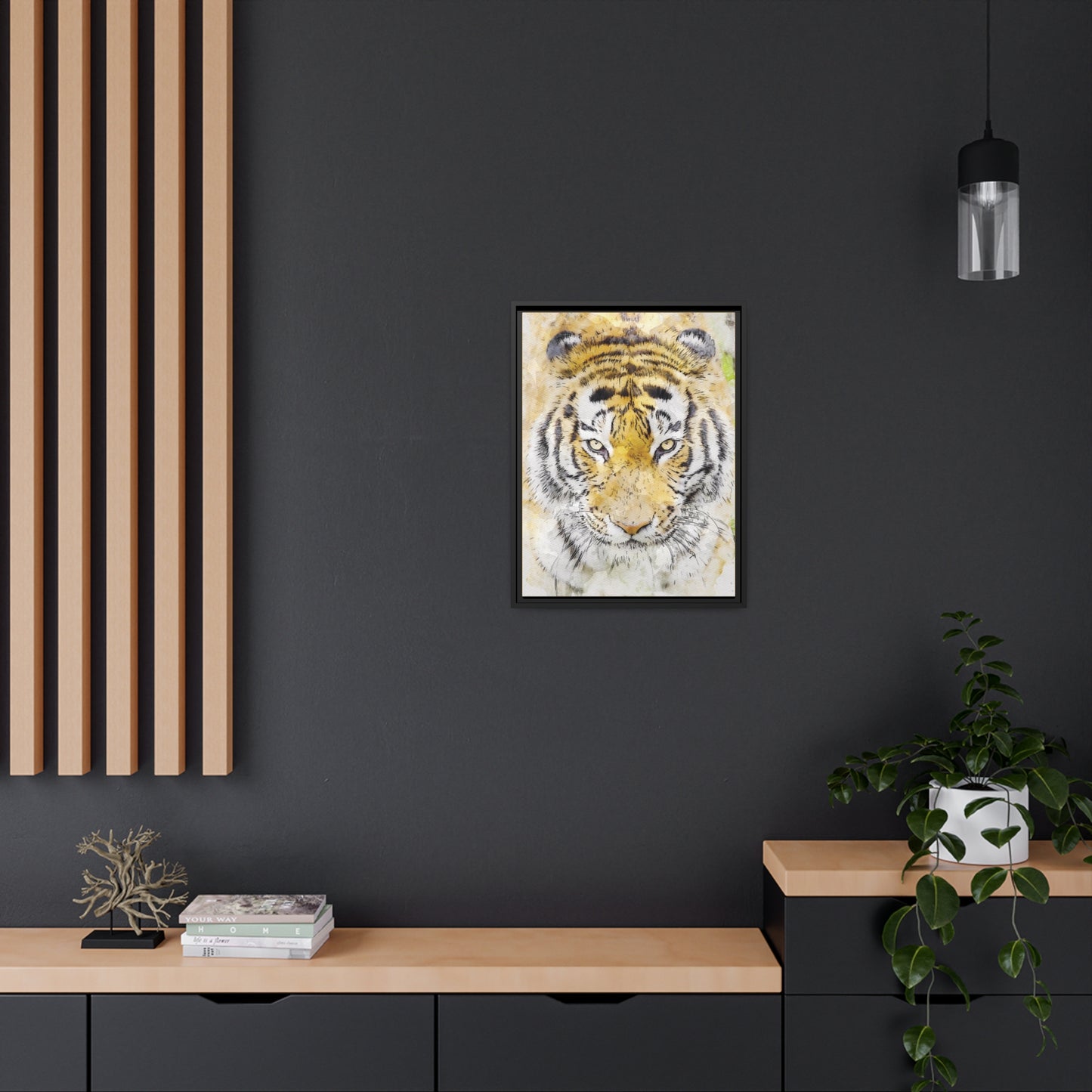 Tiger Matte Canvas, Black Frame