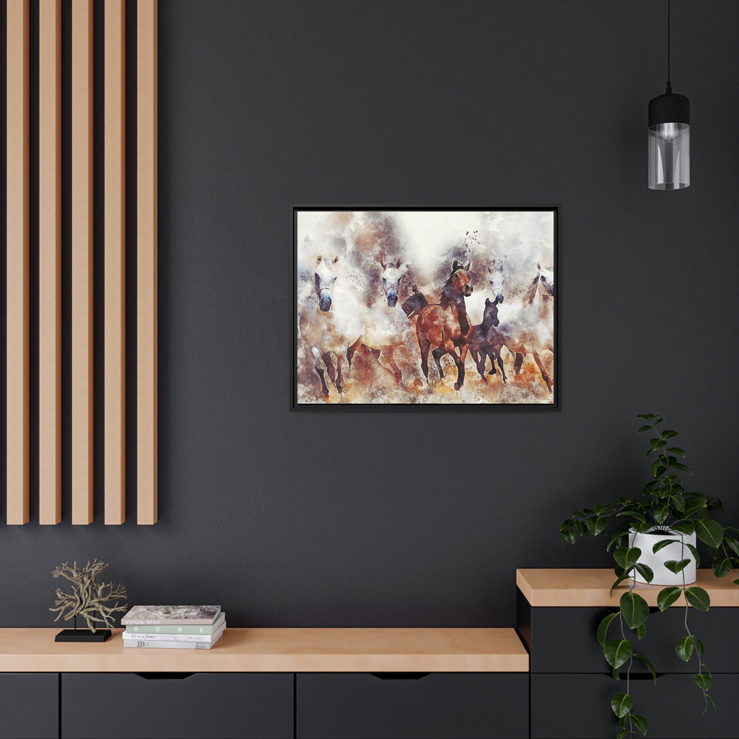 Horses Matte Canvas, Black Frame
