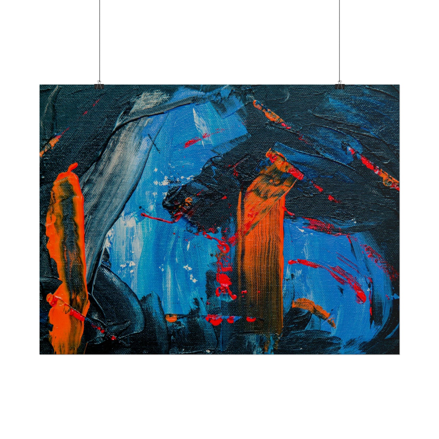 Red and blue splash Rolled Posters