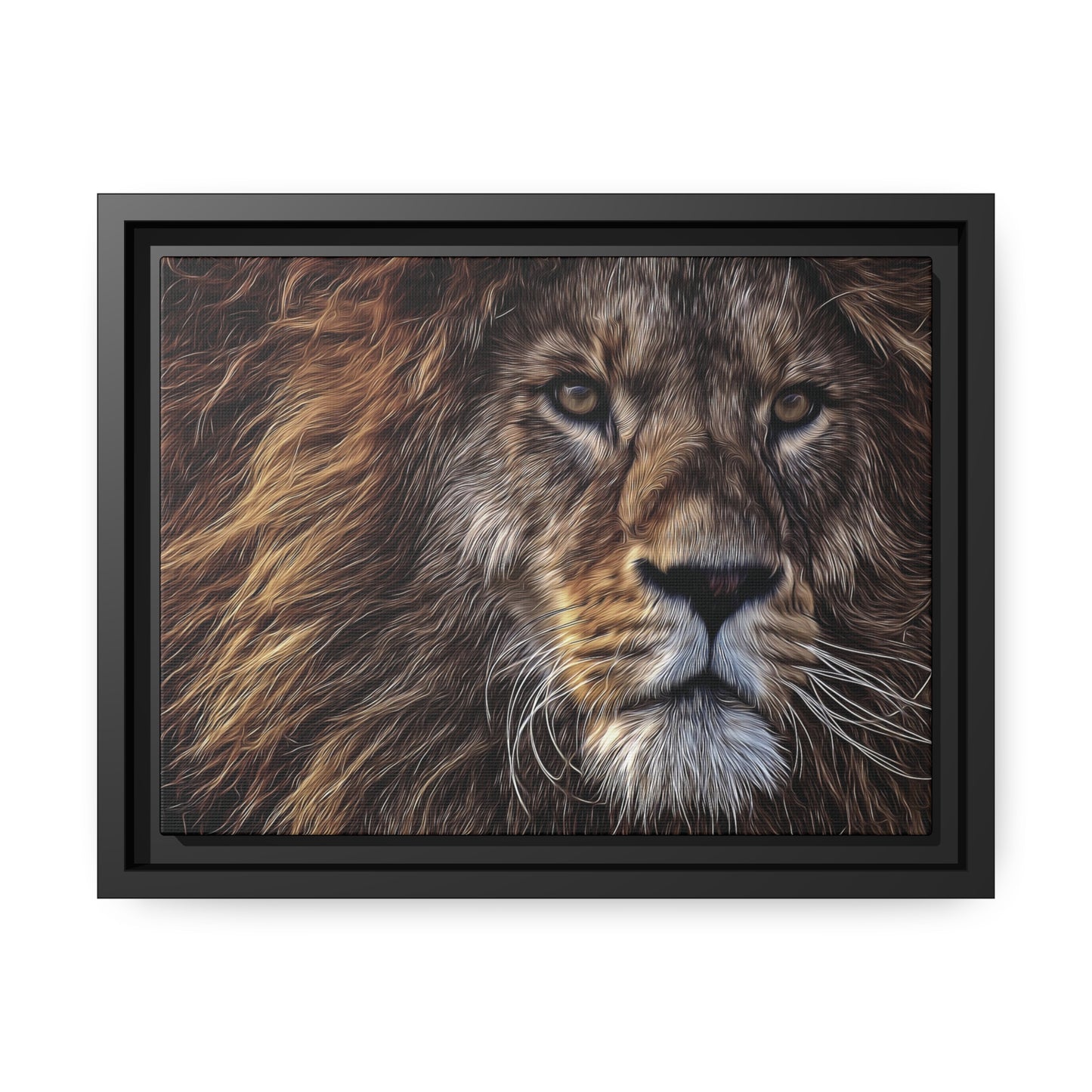 Lion Matte Canvas, Black Frame