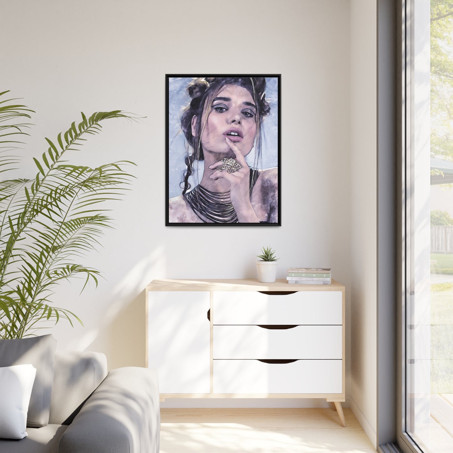 Woman Matte Canvas, Black Frame