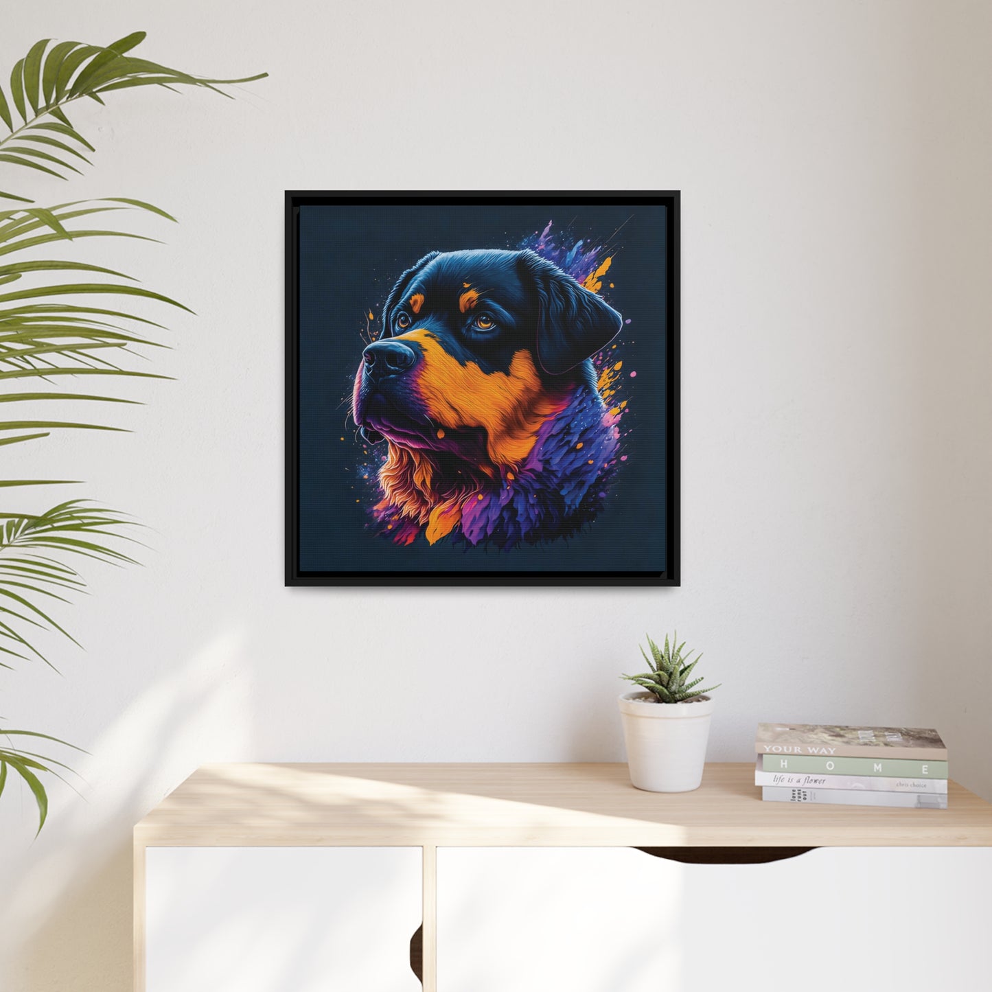 Rottweiler Matte Canvas, Black Frame