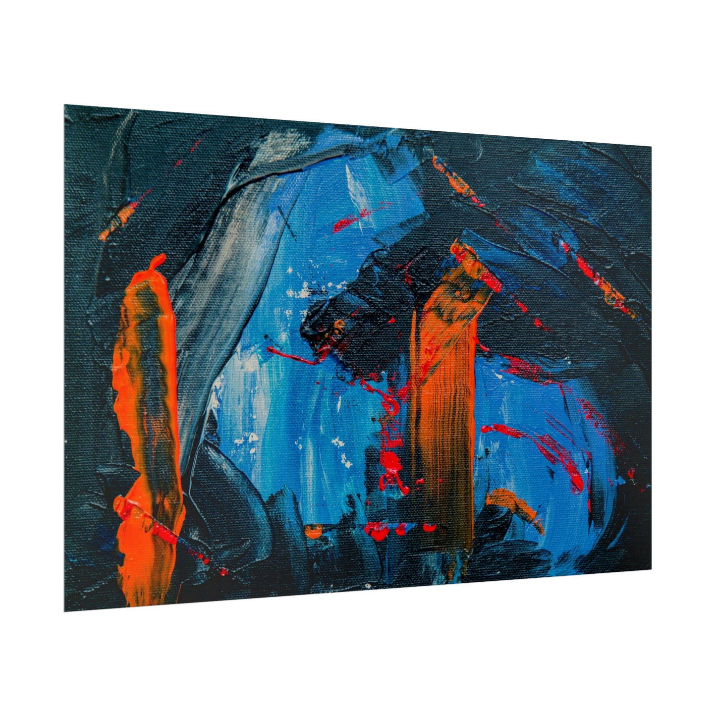 Red and blue splash Rolled Posters
