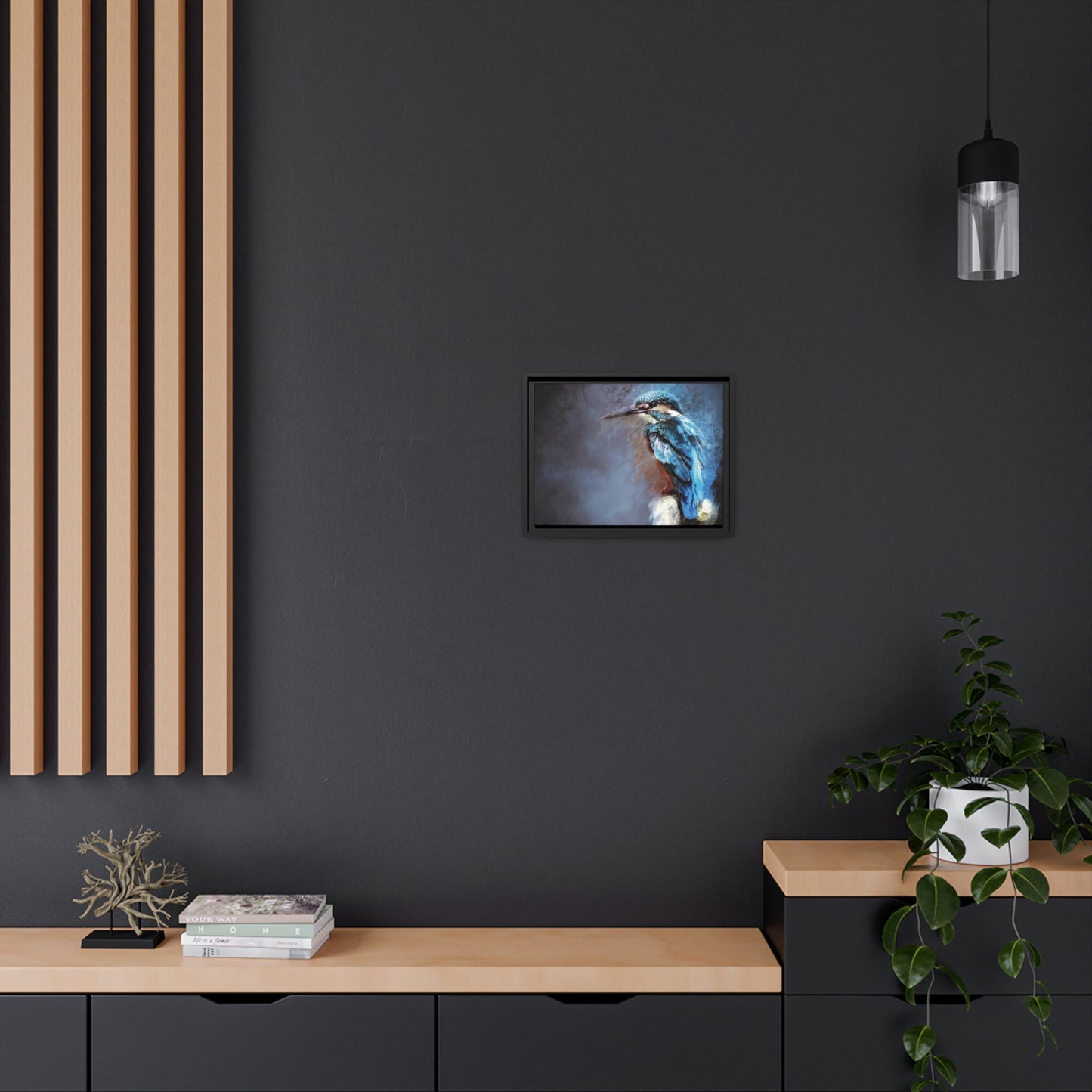 Kingfisher Matte Canvas, Black Frame